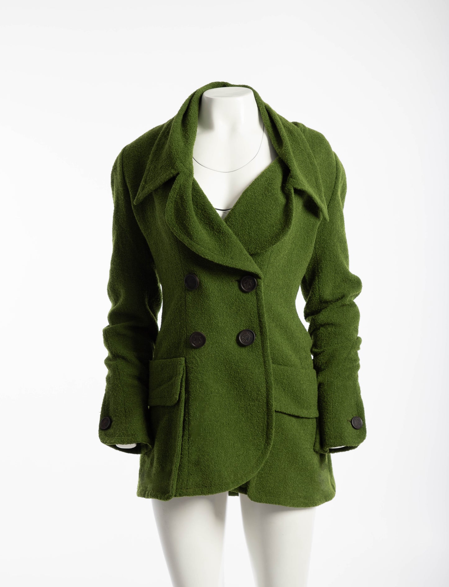 Karl Lagerfeld Moss Green Wool Boucle Jacket