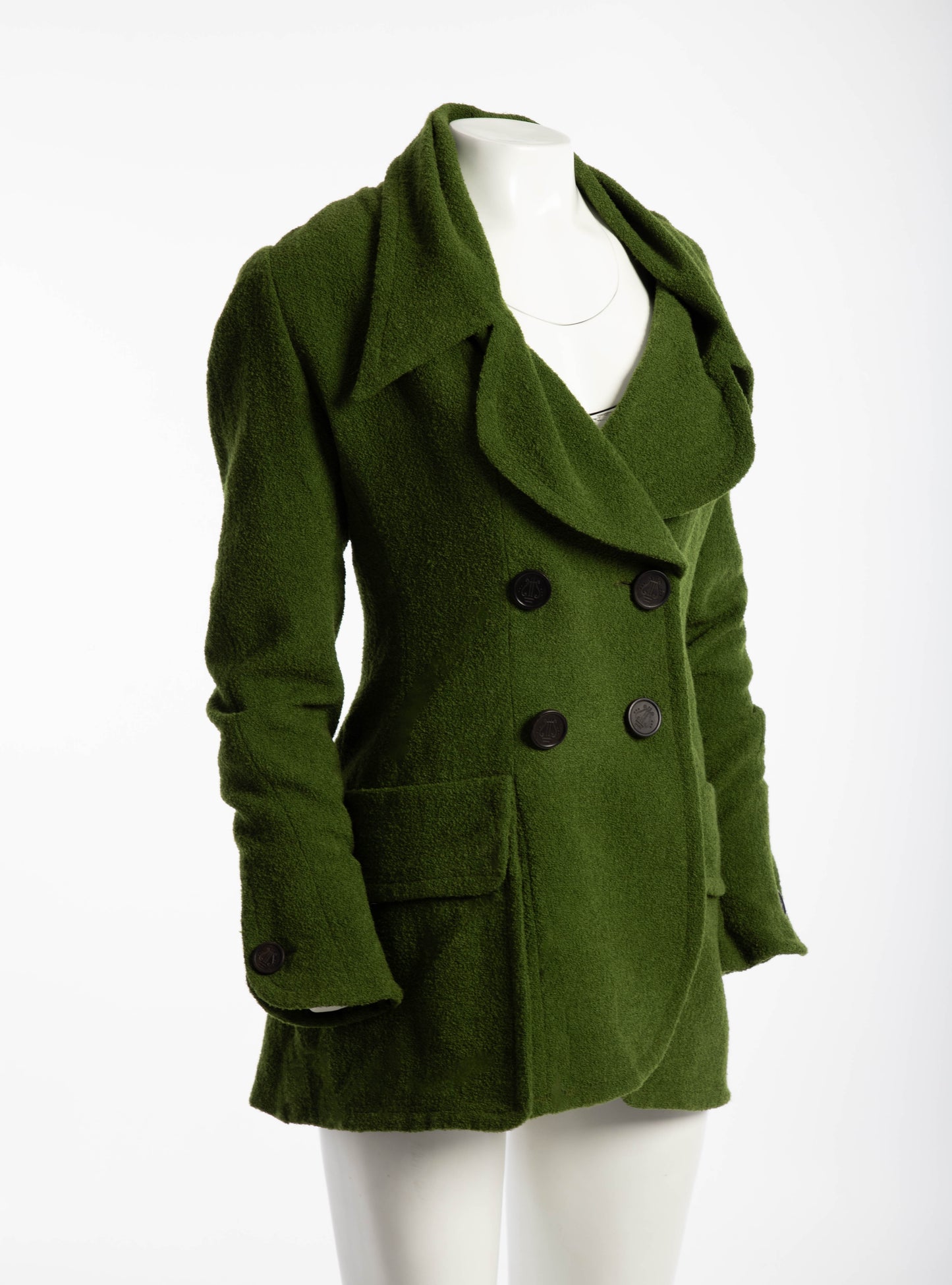 Karl Lagerfeld Moss Green Wool Boucle Jacket