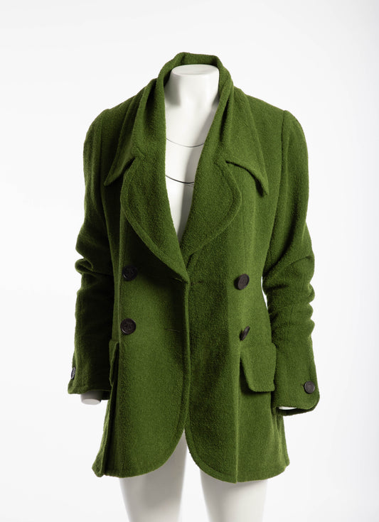 Karl Lagerfeld Moss Green Wool Boucle Jacket