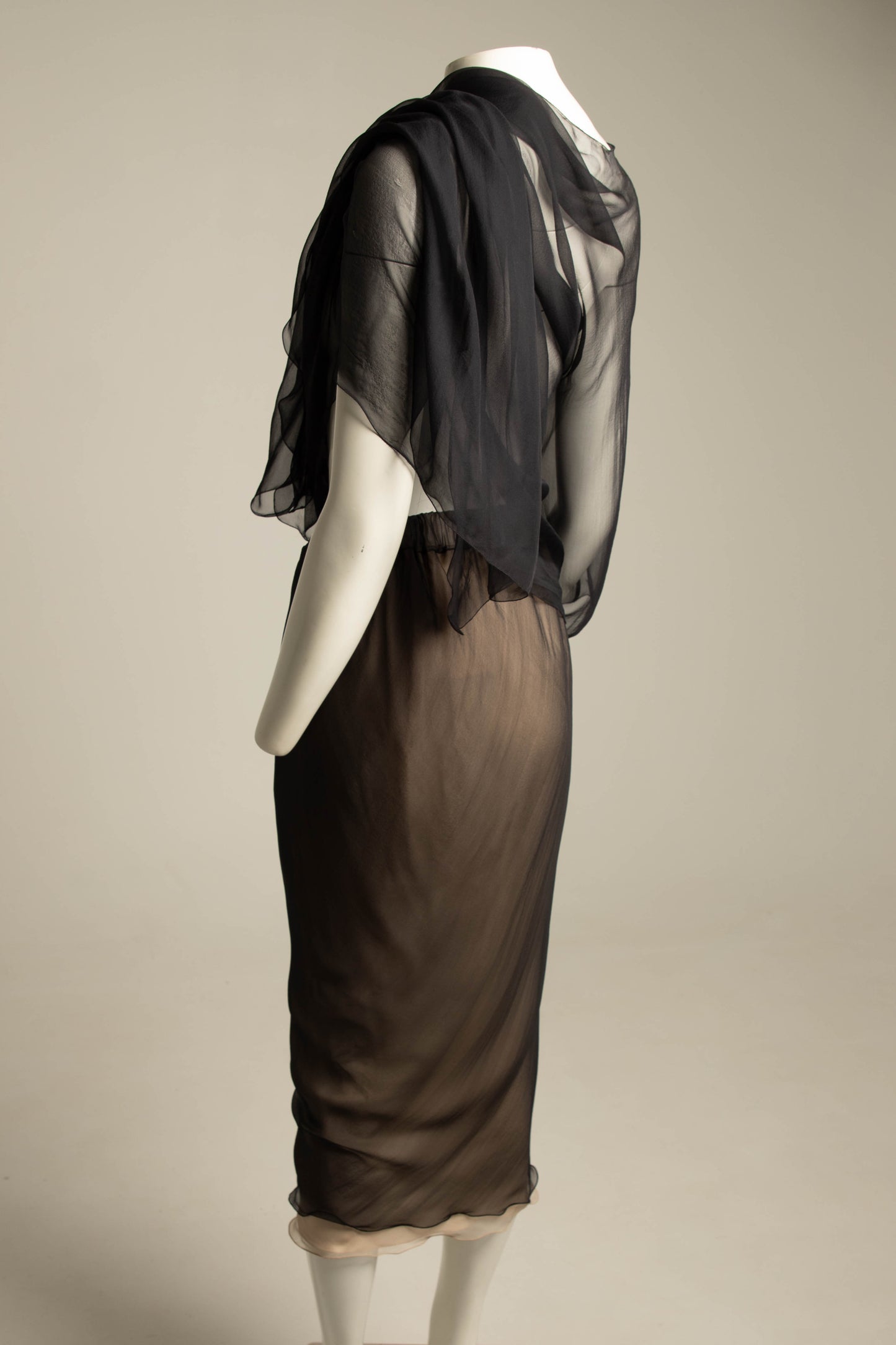 Giorgio Armani 1989 Navy Silk Scarf Blouse