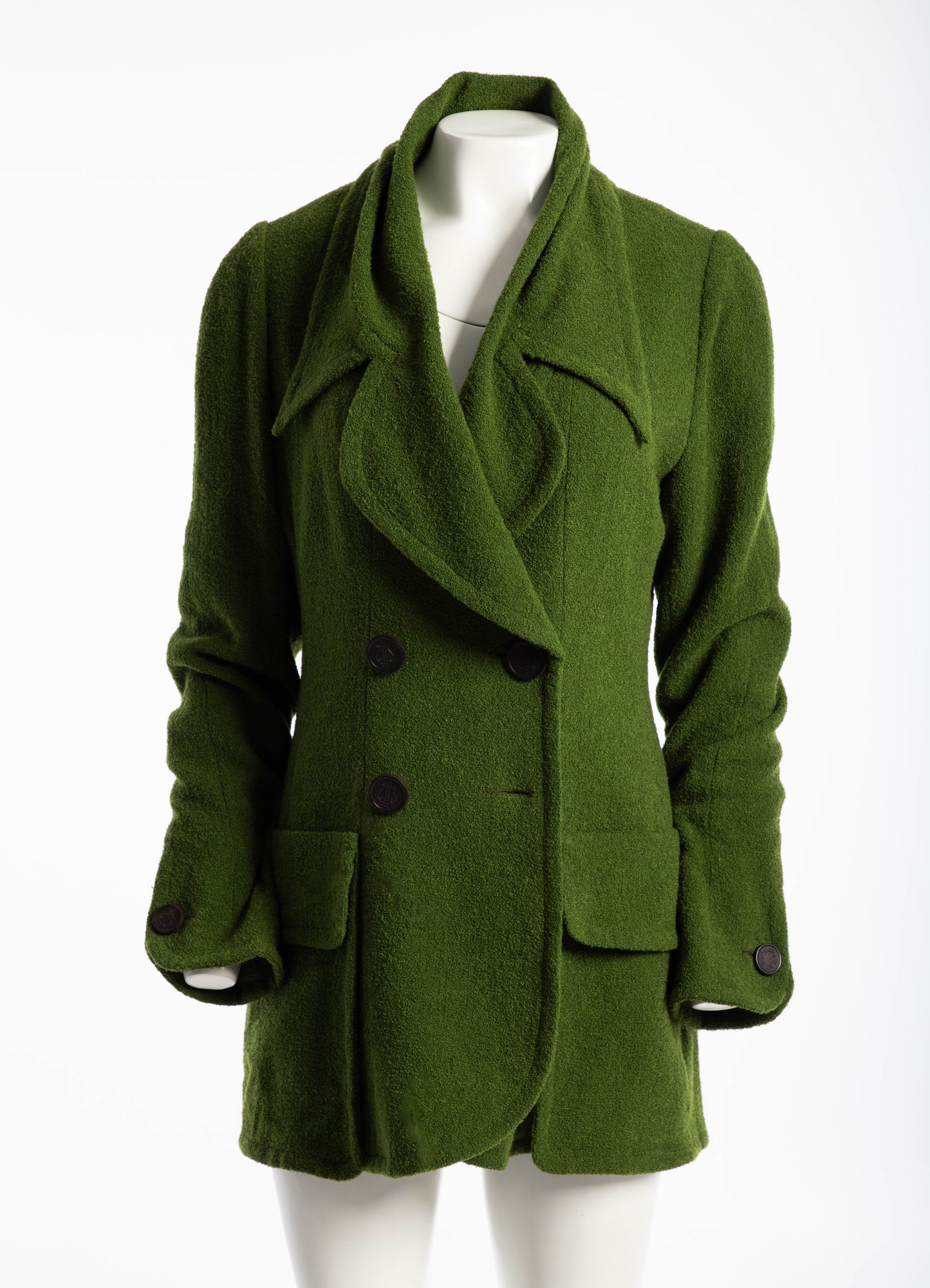 Karl Lagerfeld Moss Green Wool Boucle Jacket