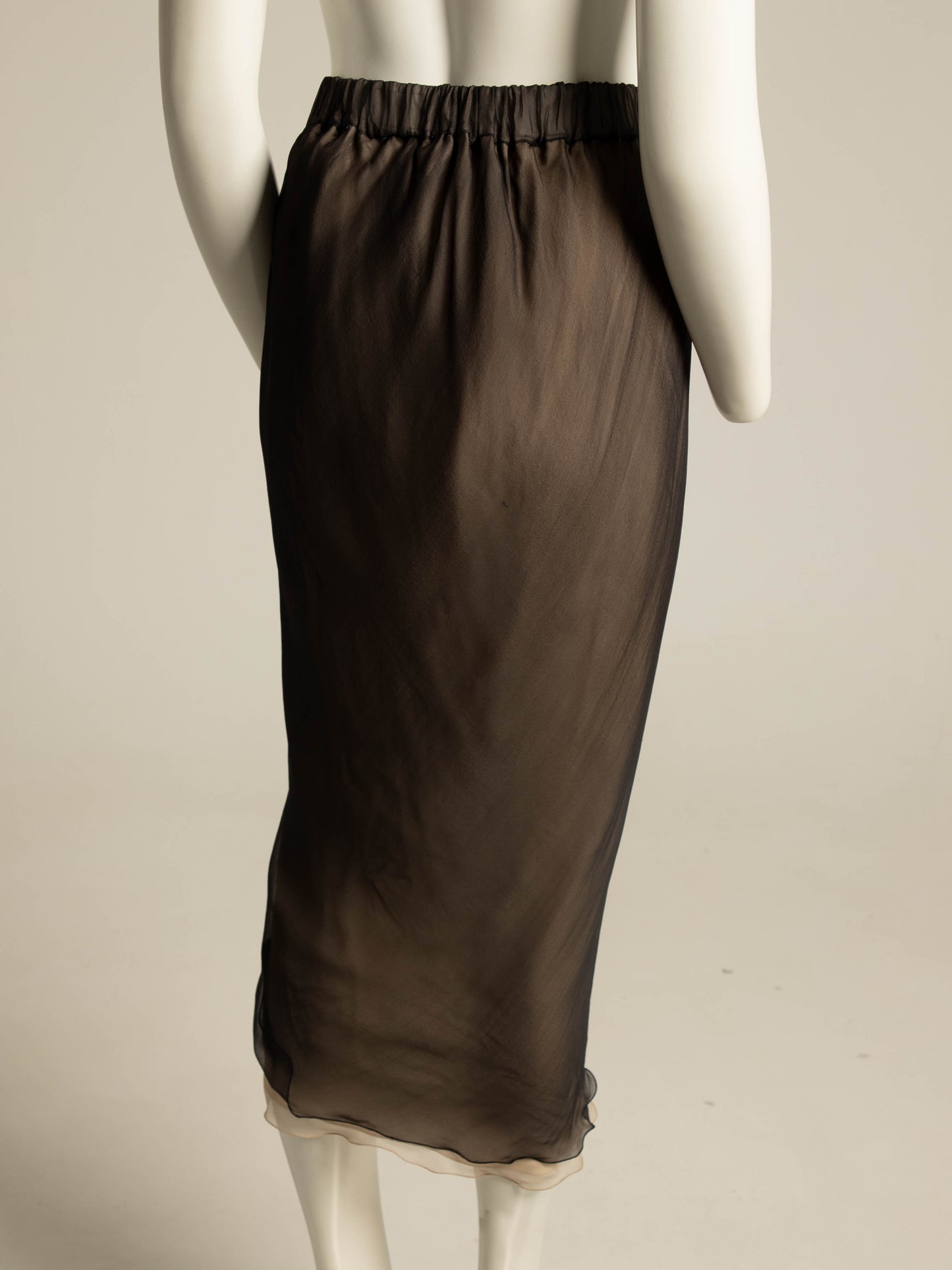 Giorgio Armani 1989 Black and Cream Layered Silk Skirt