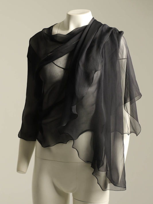 Giorgio Armani 1989 Navy Silk Scarf Blouse