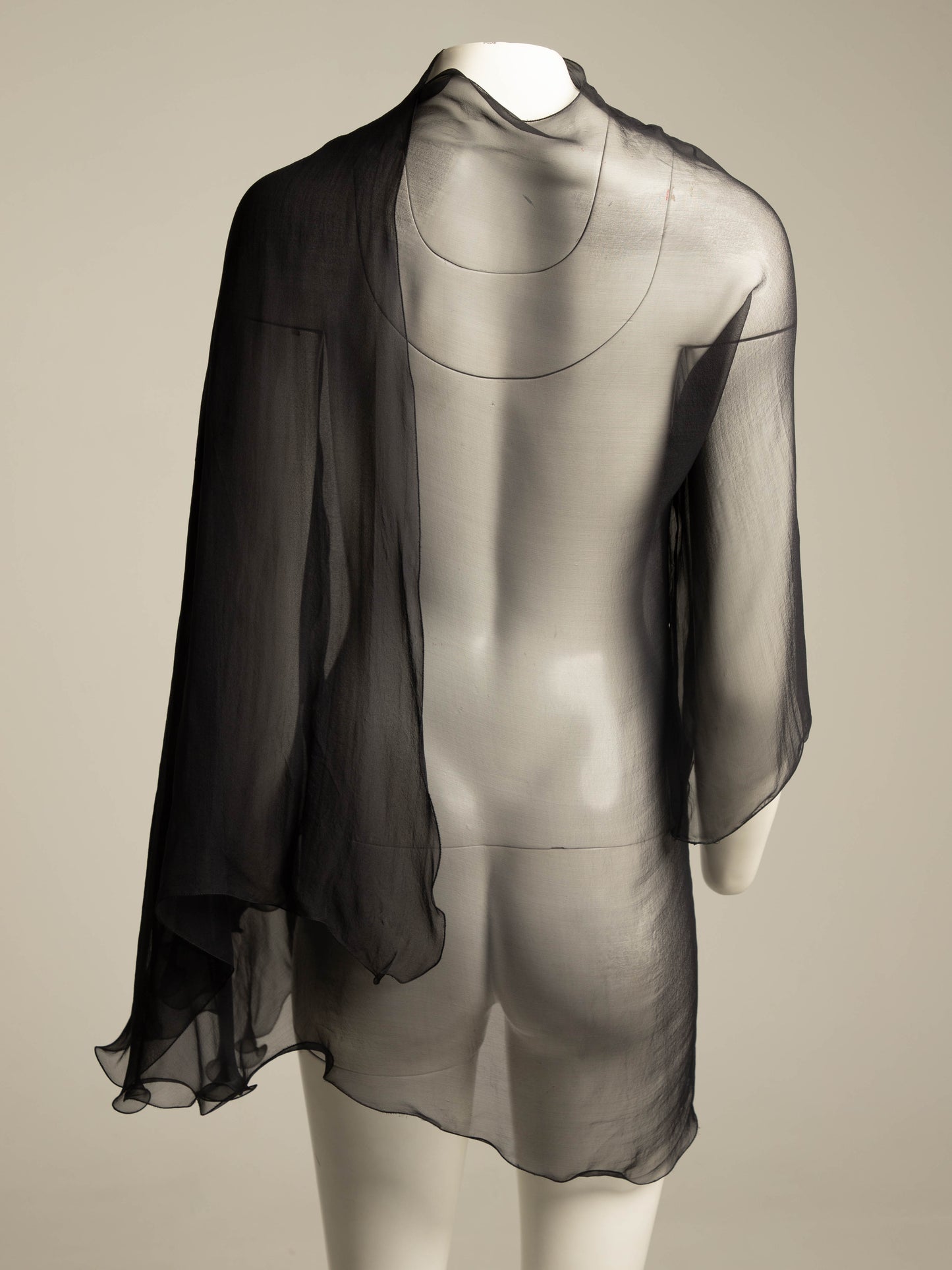 Giorgio Armani 1989 Navy Silk Scarf Blouse