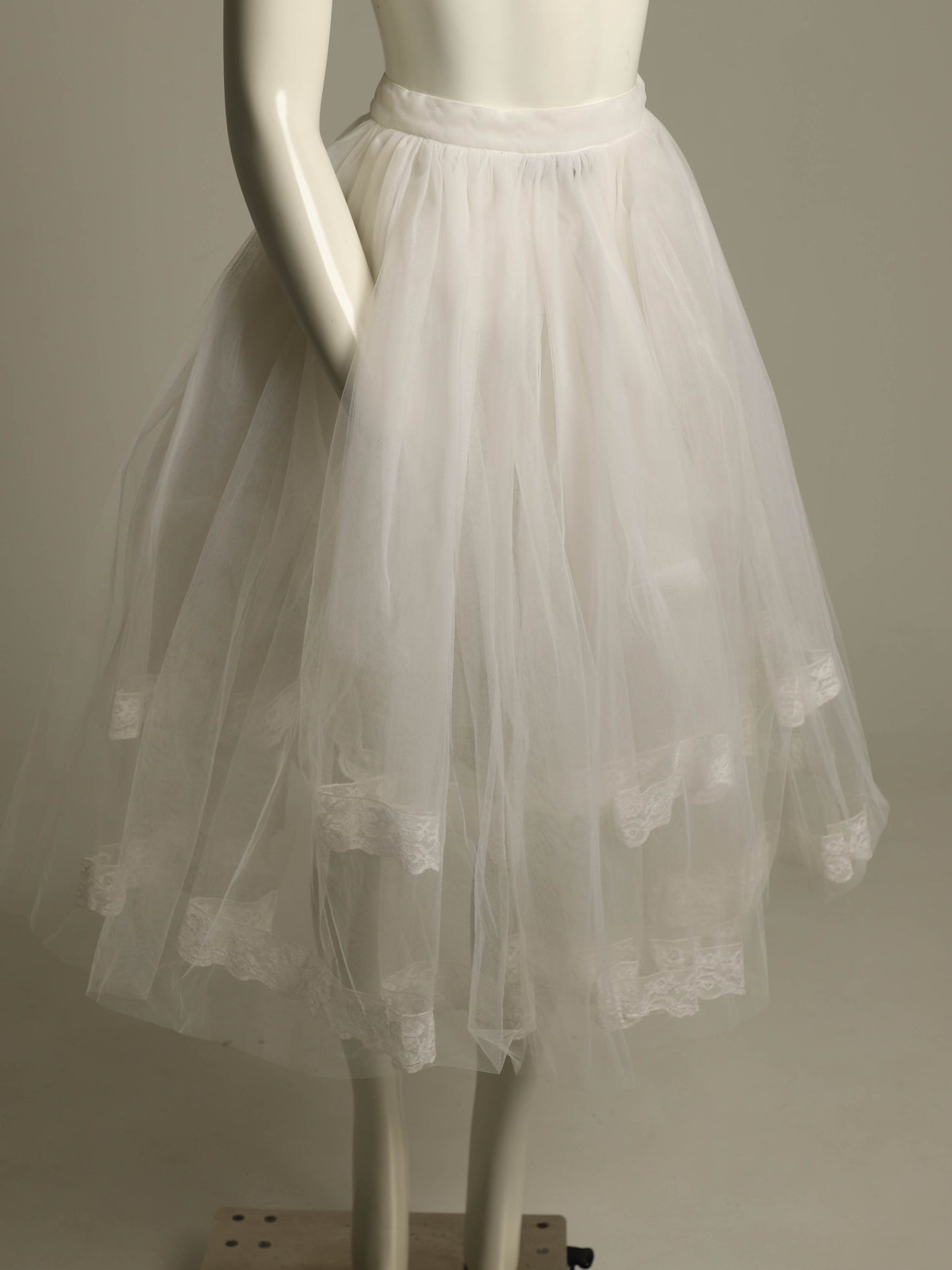 Blumarine Anna Molinari 1993 White Tulle Tutu Petticoat with Lace