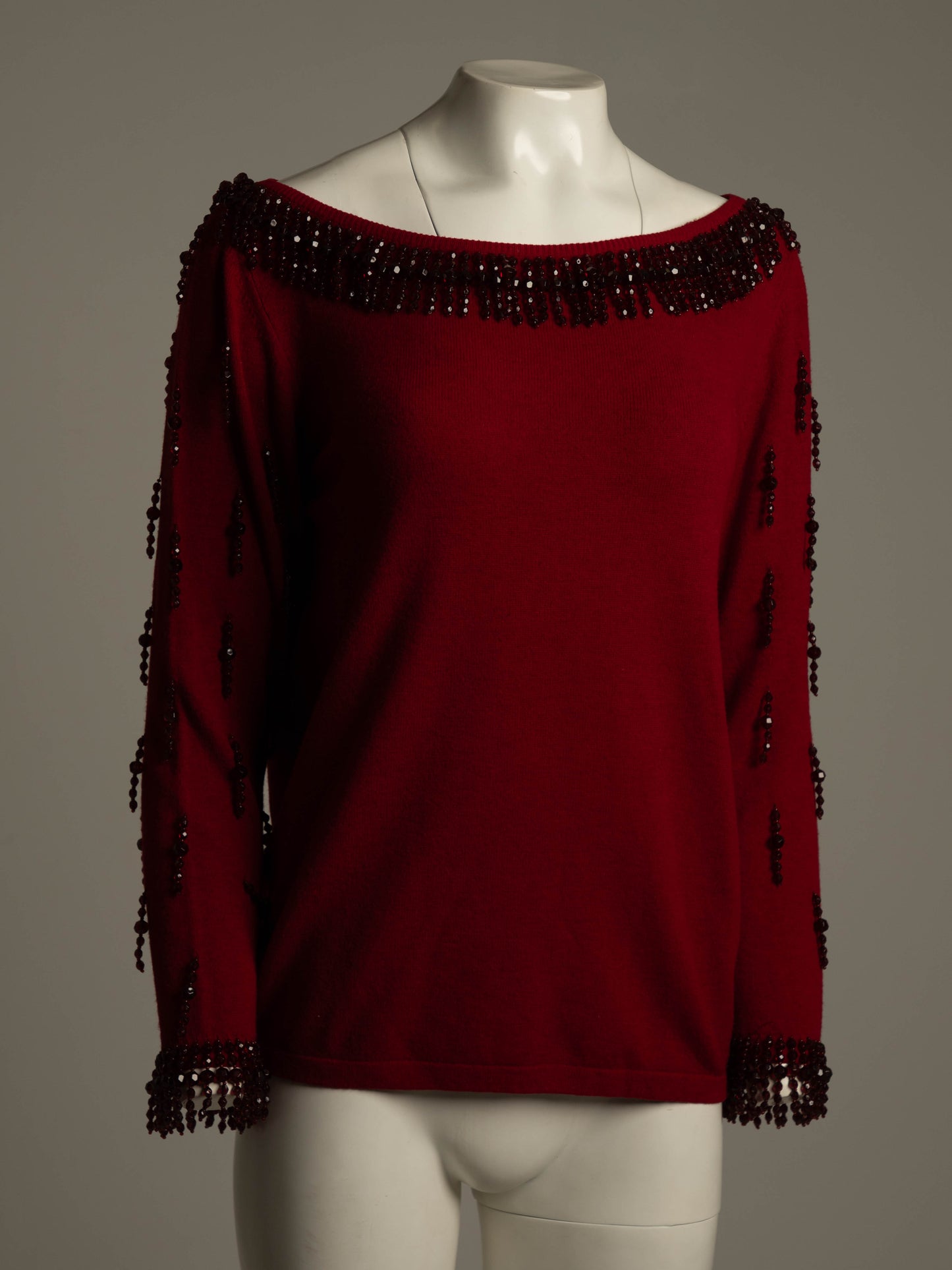 Blumarine Anna Molinari 1990 Red Beaded Knit Jumper