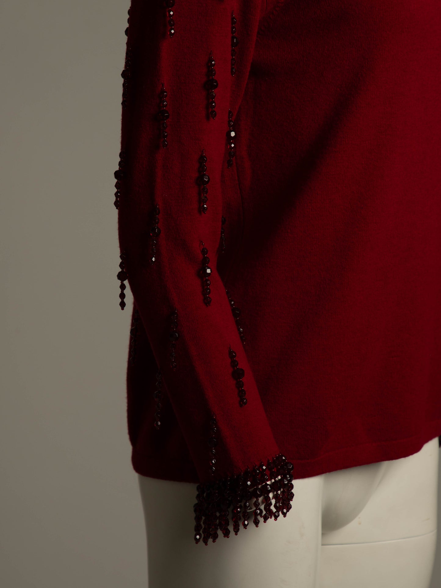 Blumarine Anna Molinari 1990 Red Beaded Knit Jumper