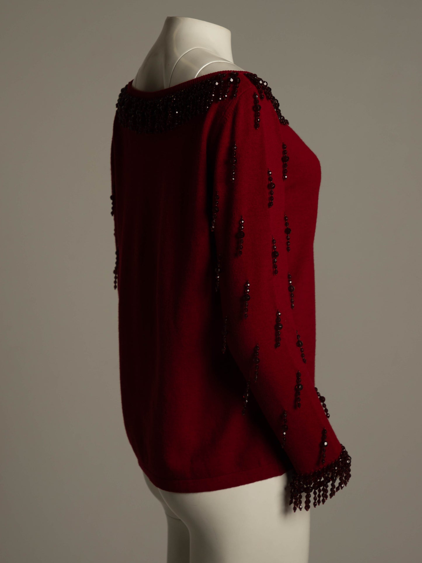 Blumarine Anna Molinari 1990 Red Beaded Knit Jumper
