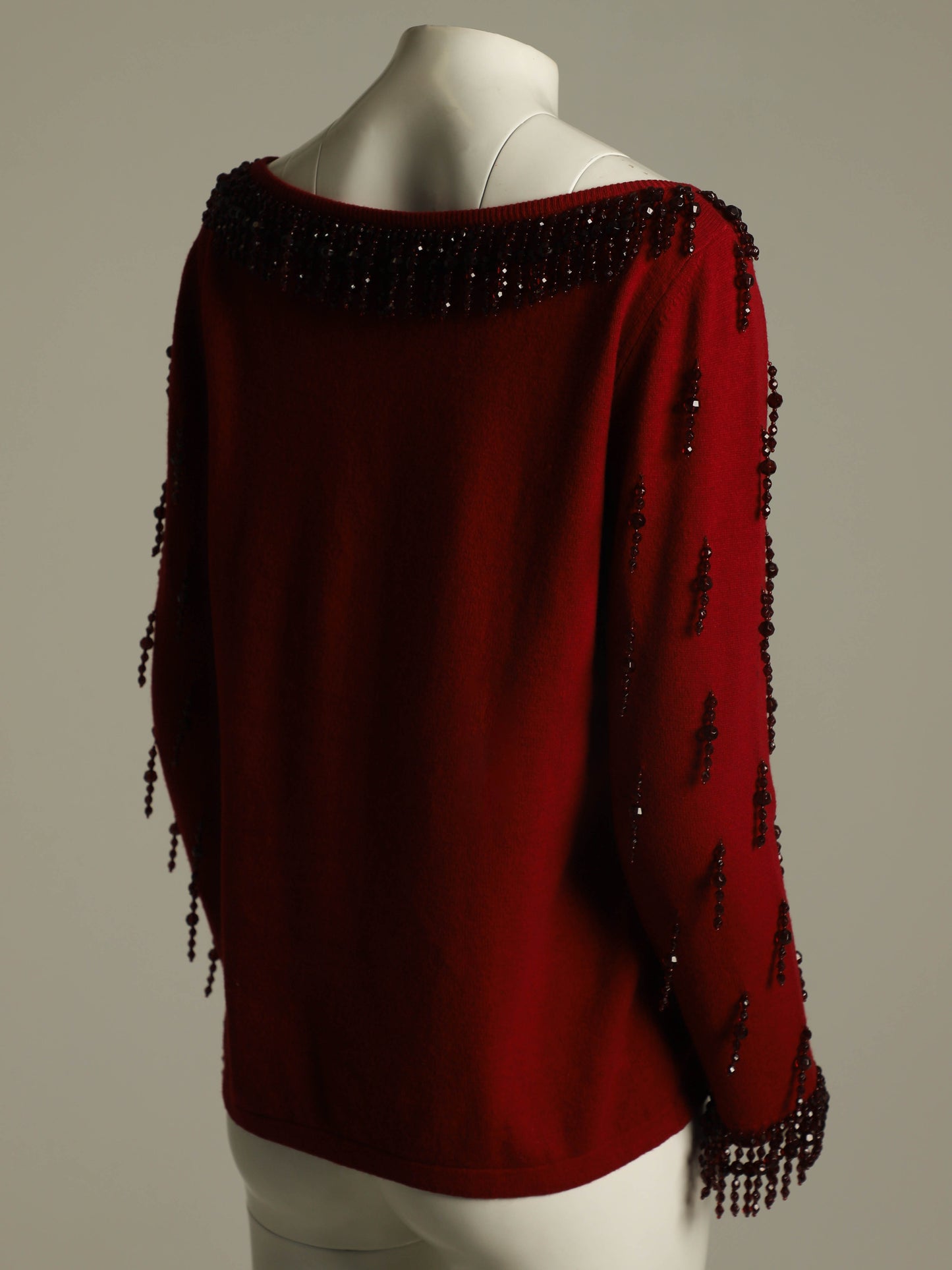 Blumarine Anna Molinari 1990 Red Beaded Knit Jumper
