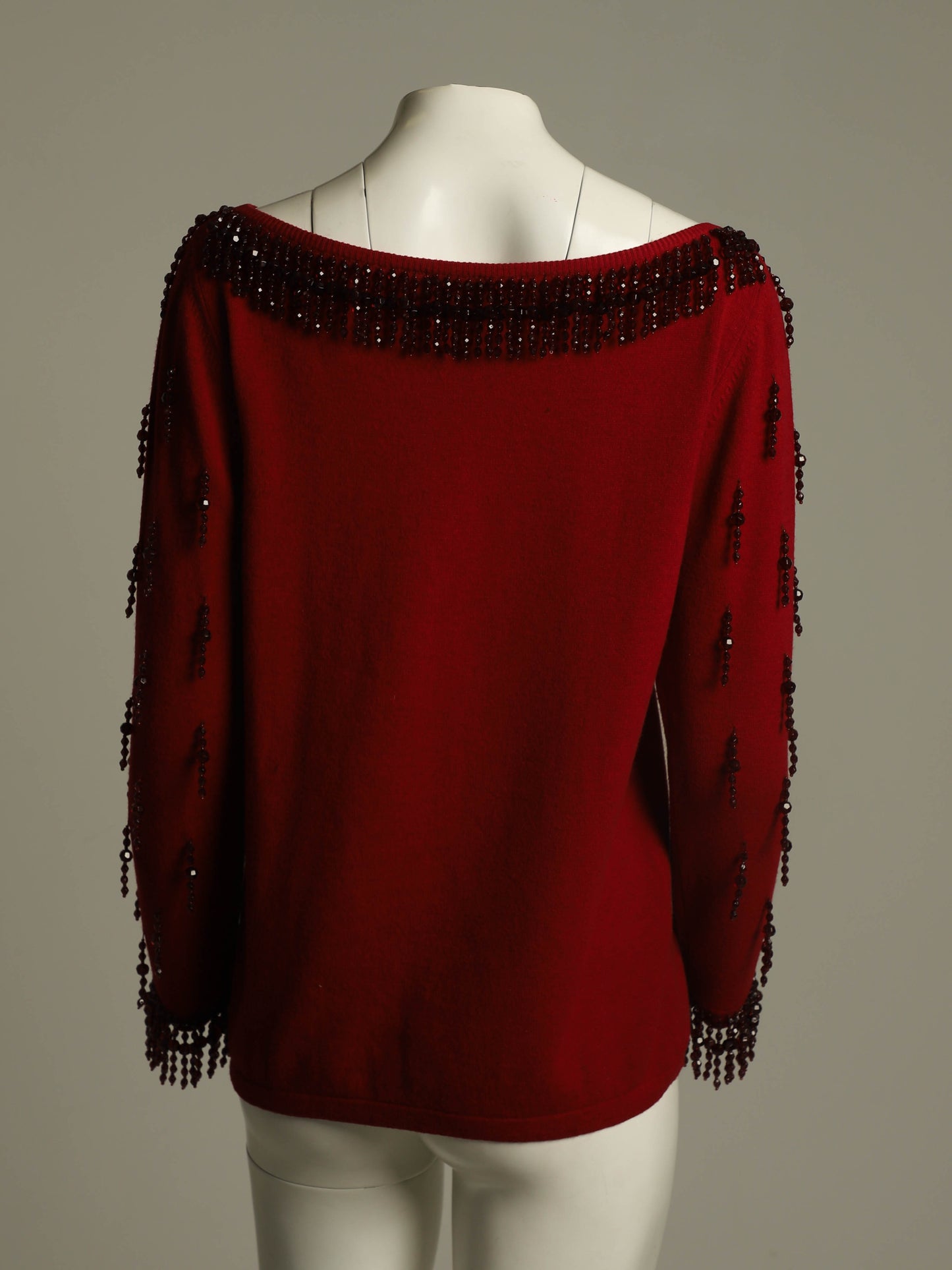Blumarine Anna Molinari 1990 Red Beaded Knit Jumper