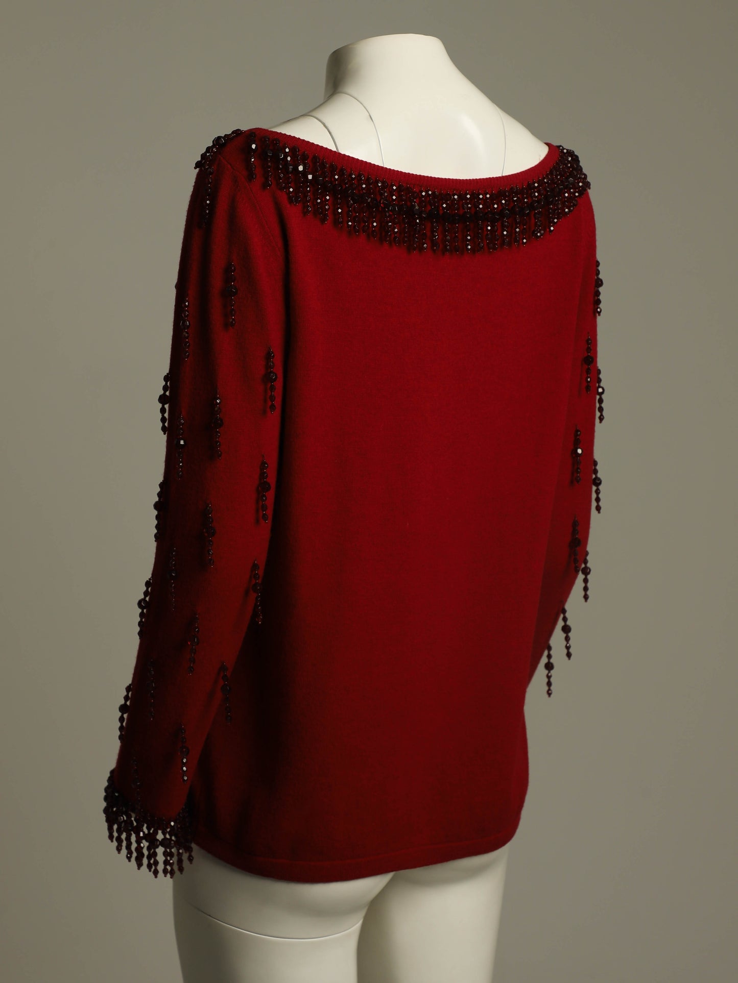 Blumarine Anna Molinari 1990 Red Beaded Knit Jumper