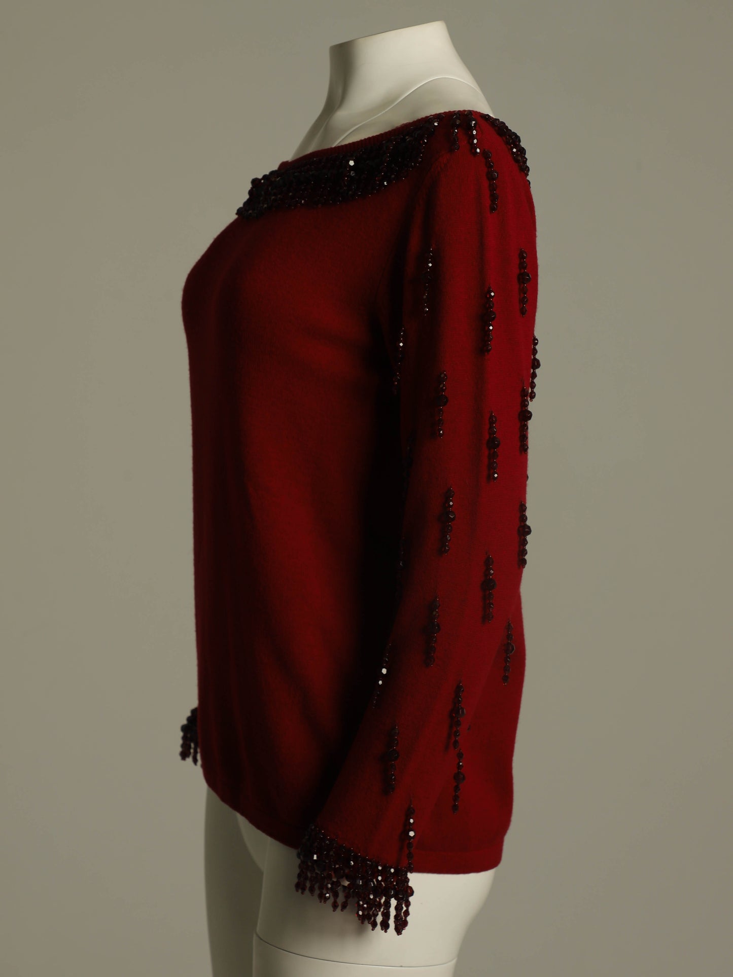 Blumarine Anna Molinari 1990 Red Beaded Knit Jumper