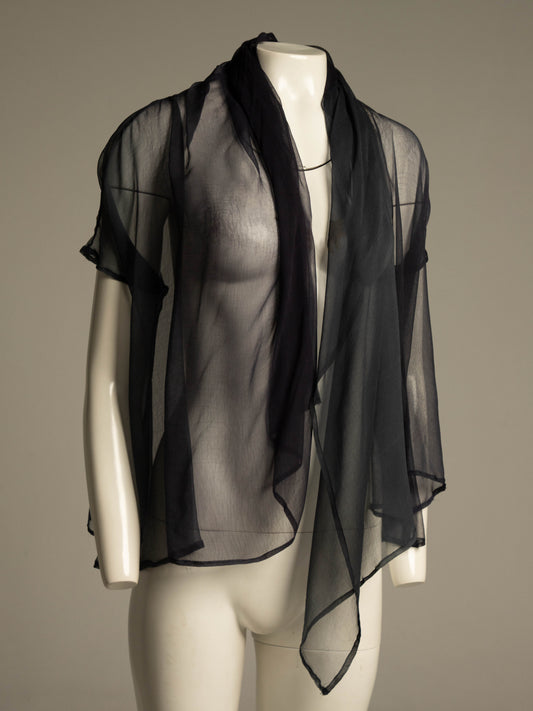 Dolce & Gabbana 1980s Tonal Navy Draped Blouse