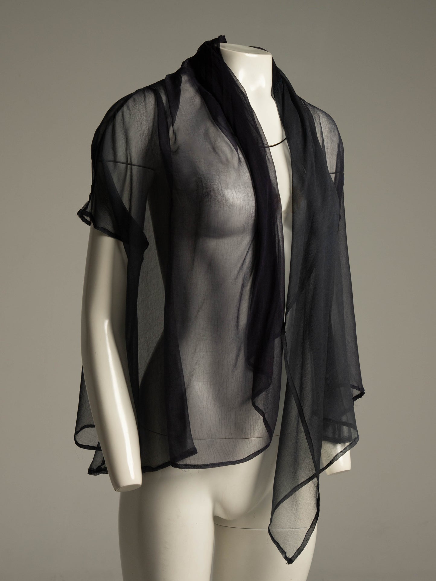 Dolce & Gabbana 1980s Tonal Navy Draped Blouse