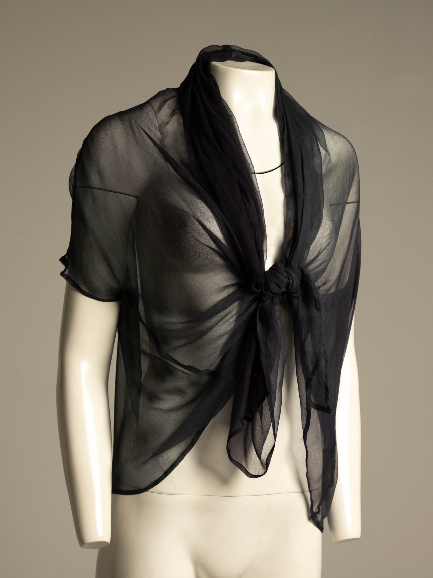 Dolce & Gabbana 1980s Tonal Navy Draped Blouse