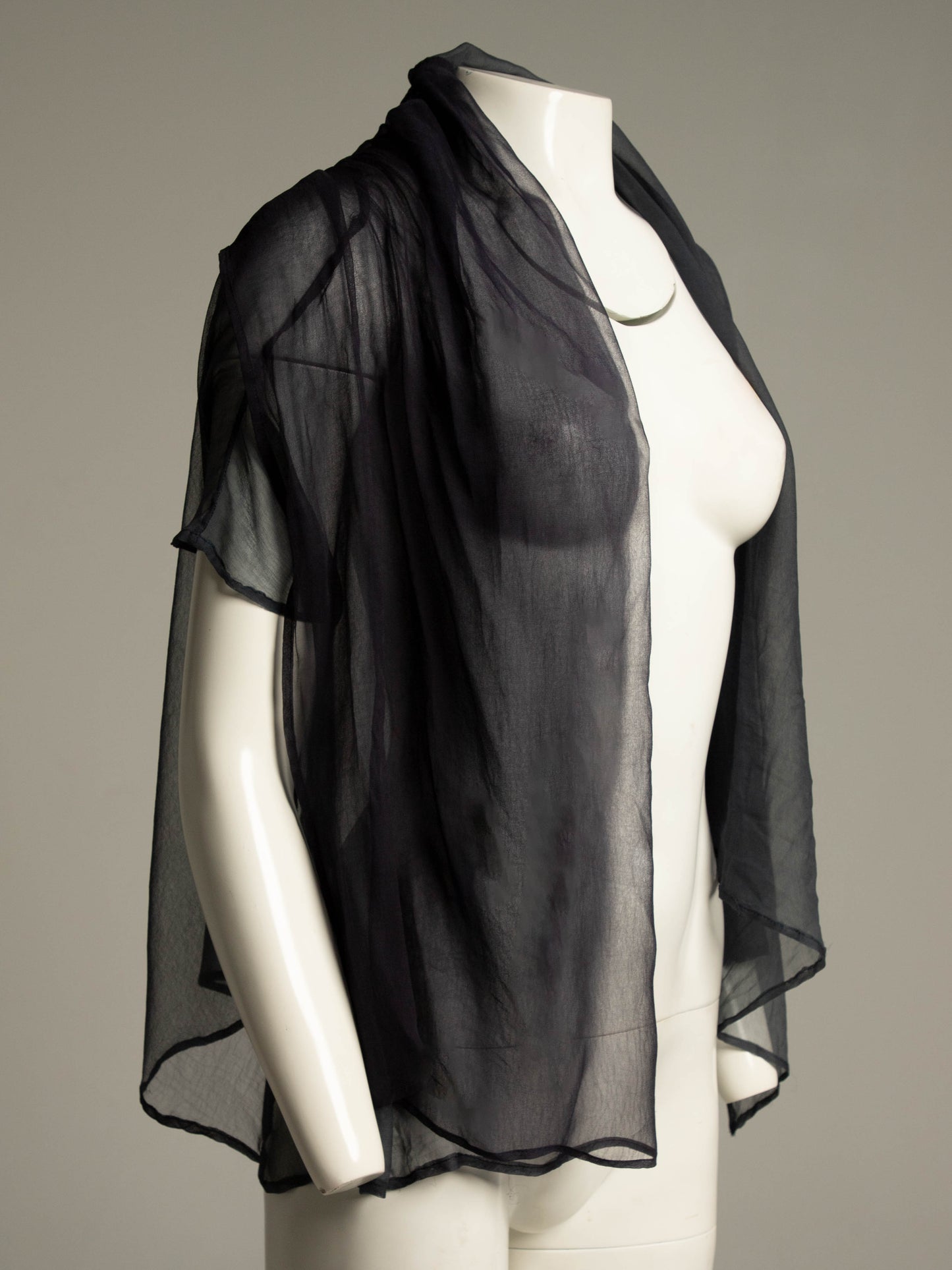 Dolce & Gabbana 1980s Tonal Navy Draped Blouse