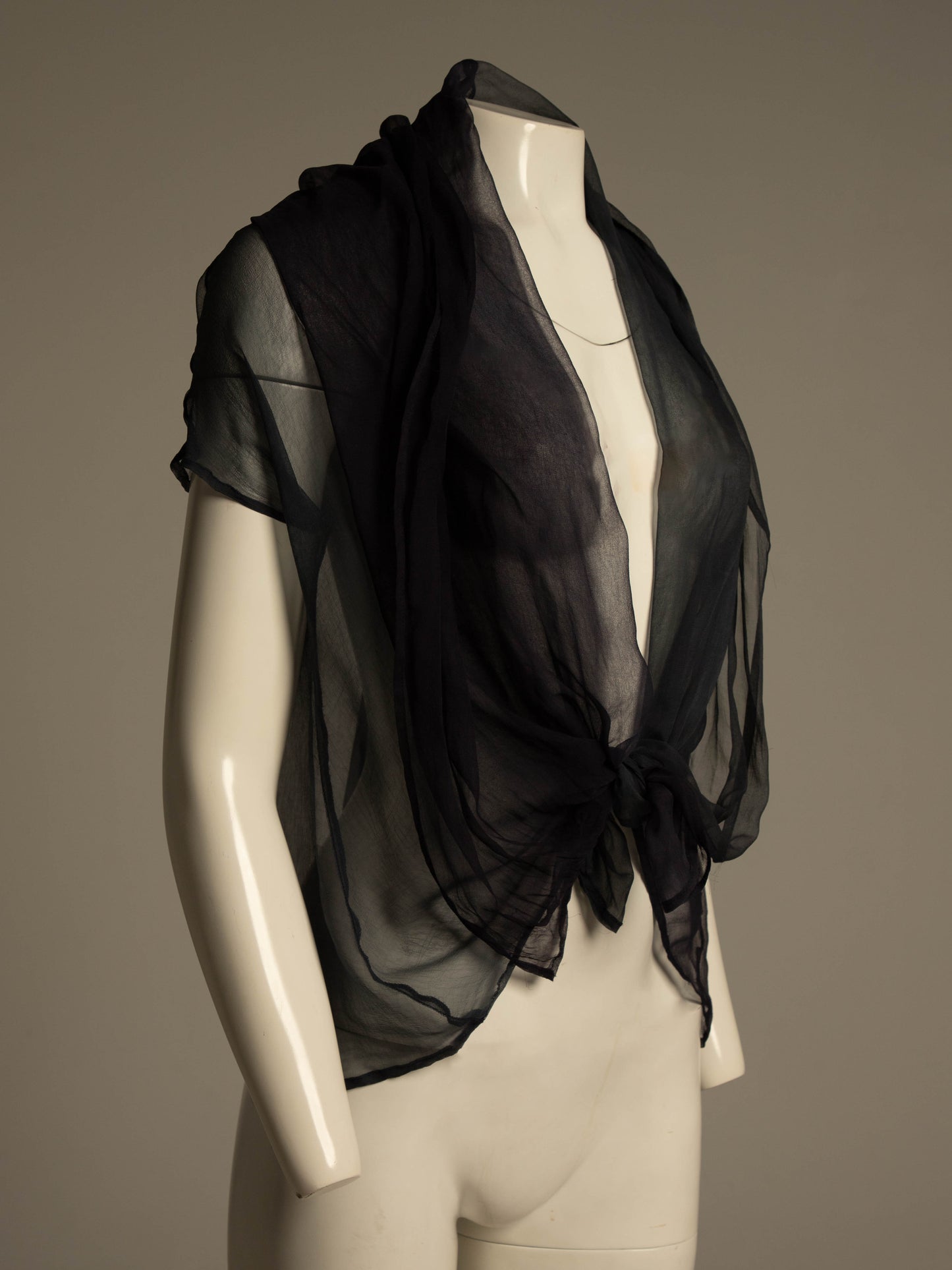 Dolce & Gabbana 1980s Tonal Navy Draped Blouse