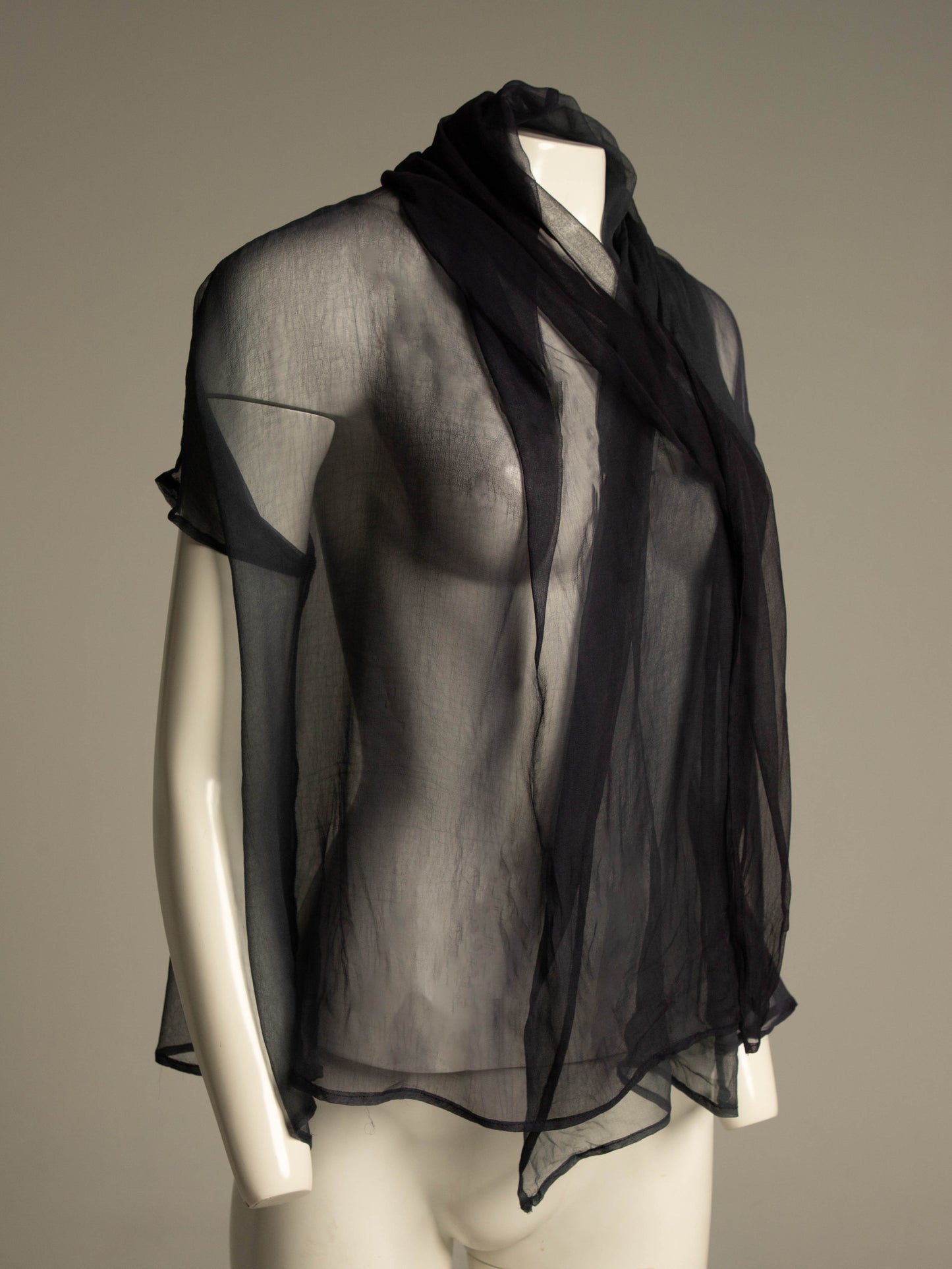 Dolce & Gabbana 1980s Tonal Navy Draped Blouse