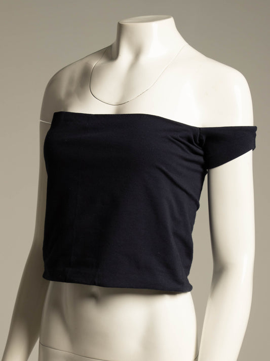 Romeo Gigli Navy One Shoulder Top