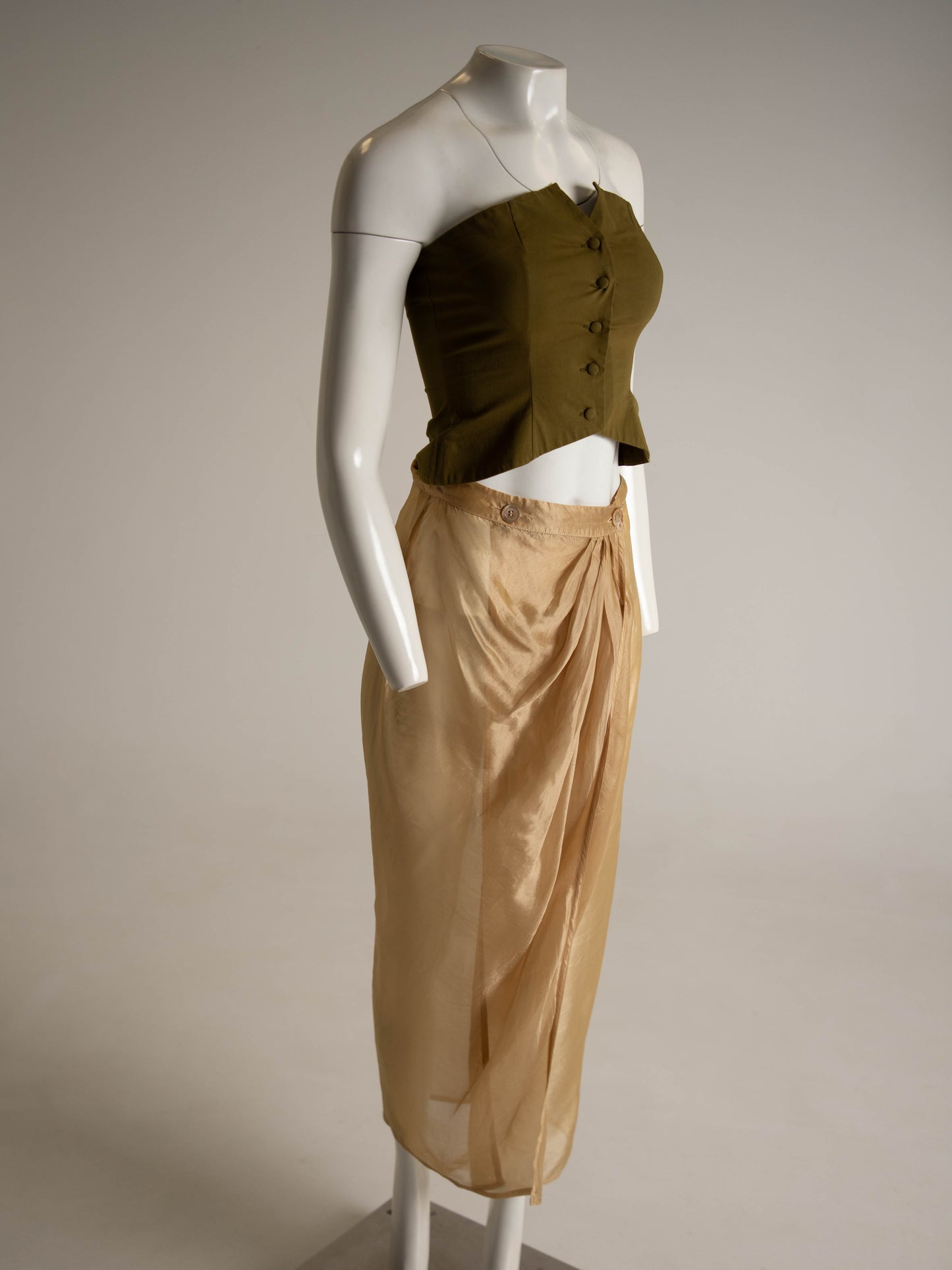 Rifat Ozbek Gold Silk Voile Skirt