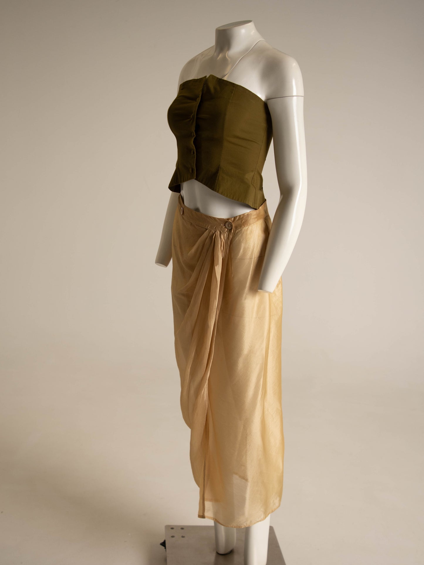 Rifat Ozbek Gold Silk Voile Skirt