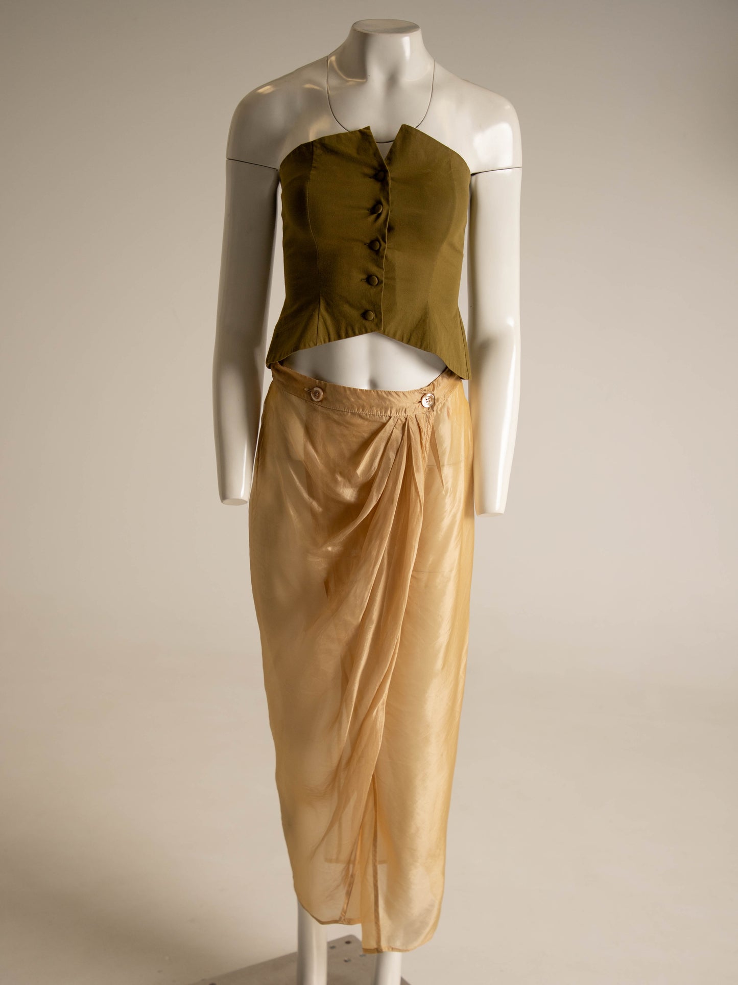 Rifat Ozbek Gold Silk Voile Skirt