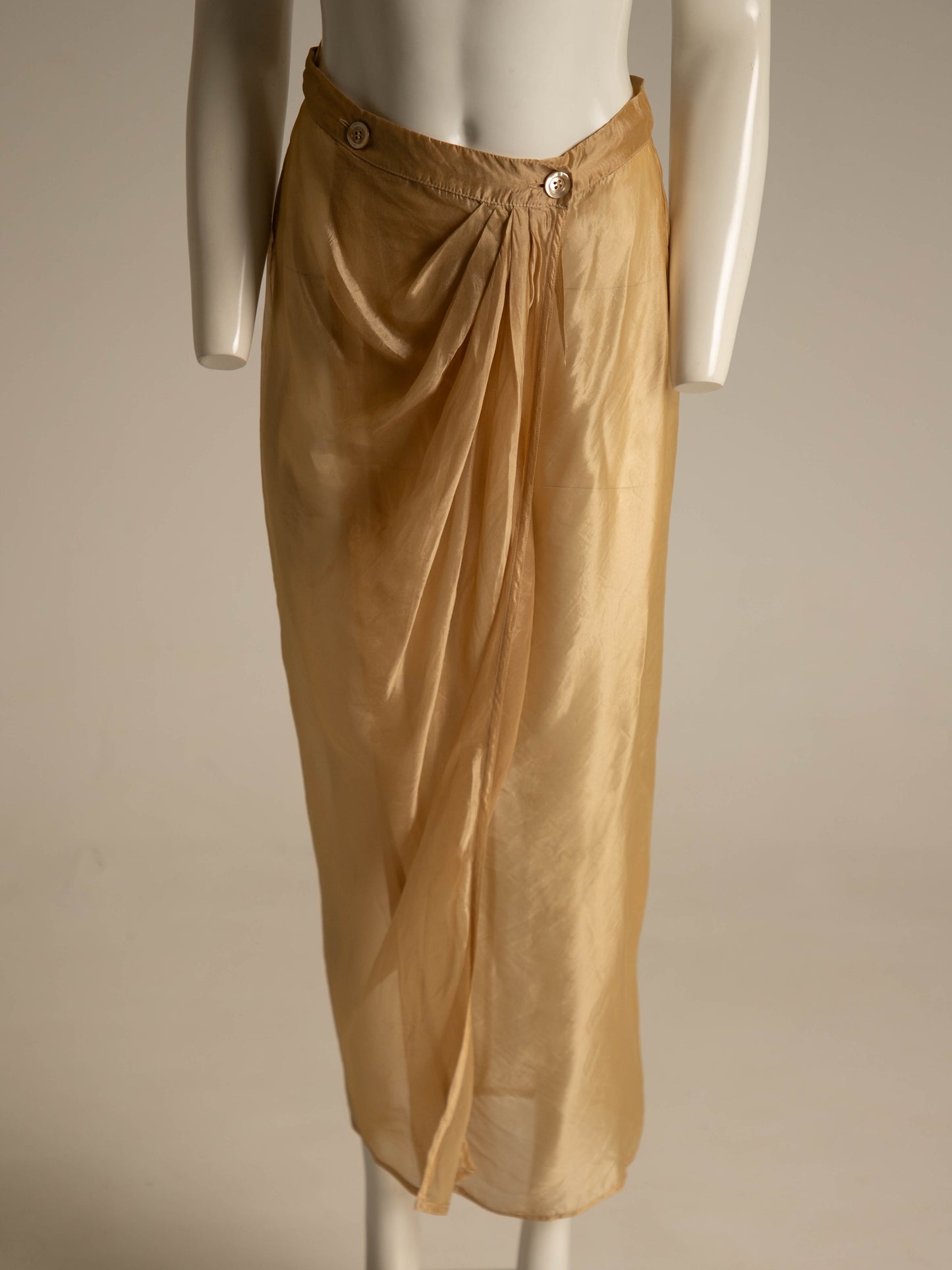 Rifat Ozbek Gold Silk Voile Skirt