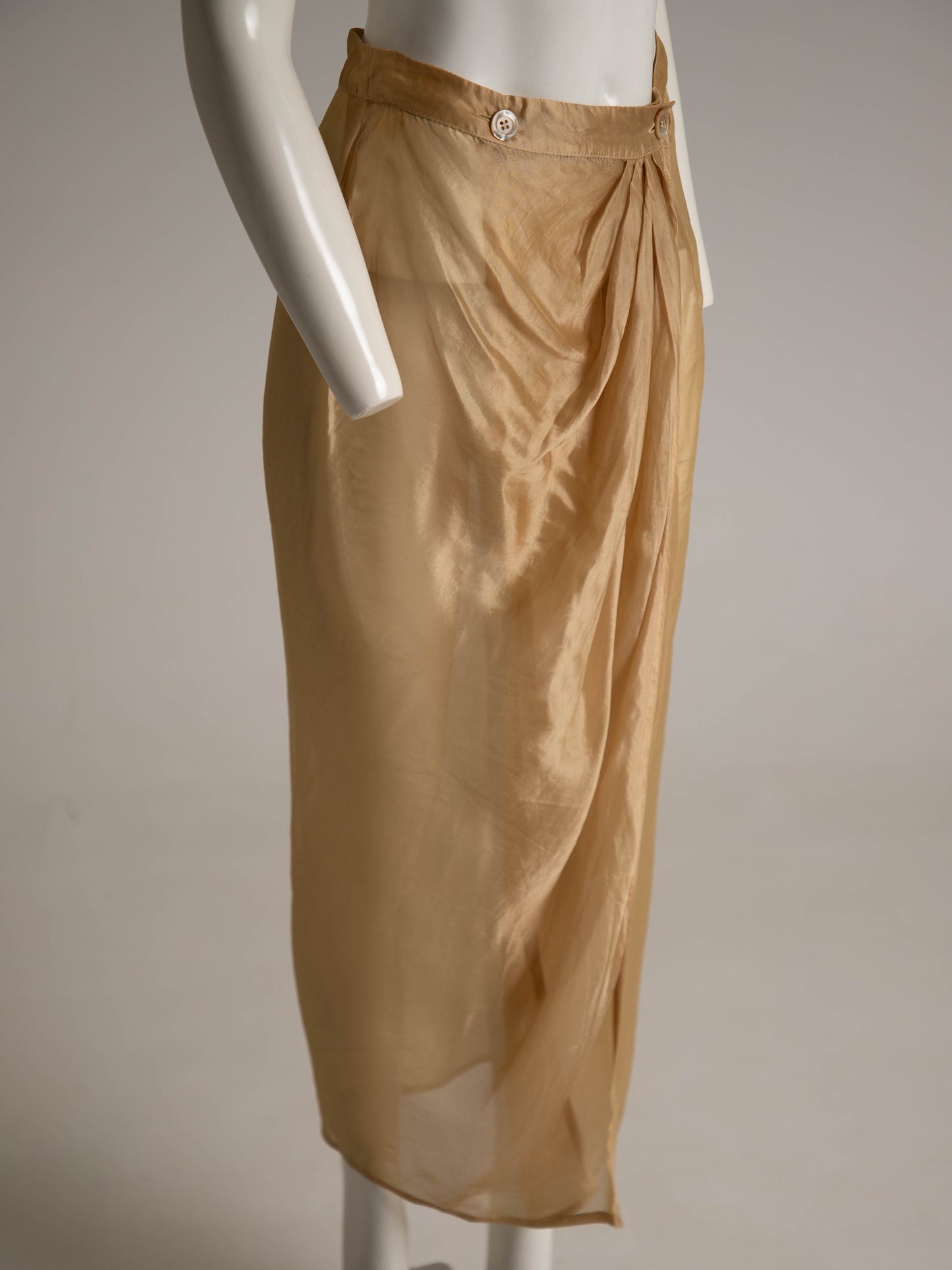 Rifat Ozbek Gold Silk Voile Skirt