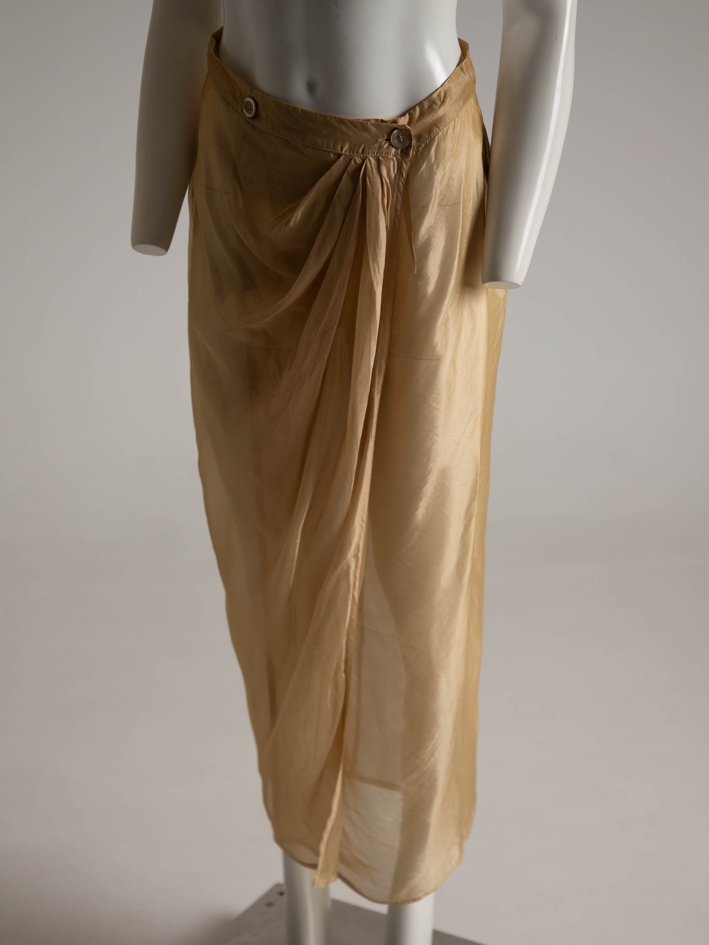 Rifat Ozbek Gold Silk Voile Skirt