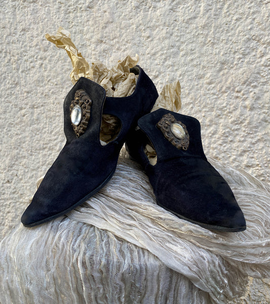 Freelance Baroque Black Suede Flats