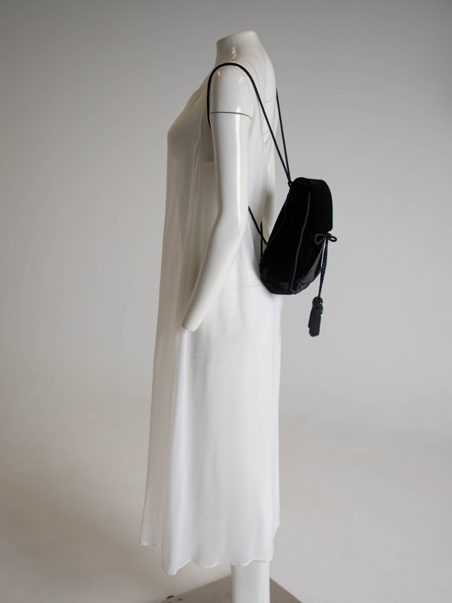 Giorgio Armani Black Velvet and Cord Backpack