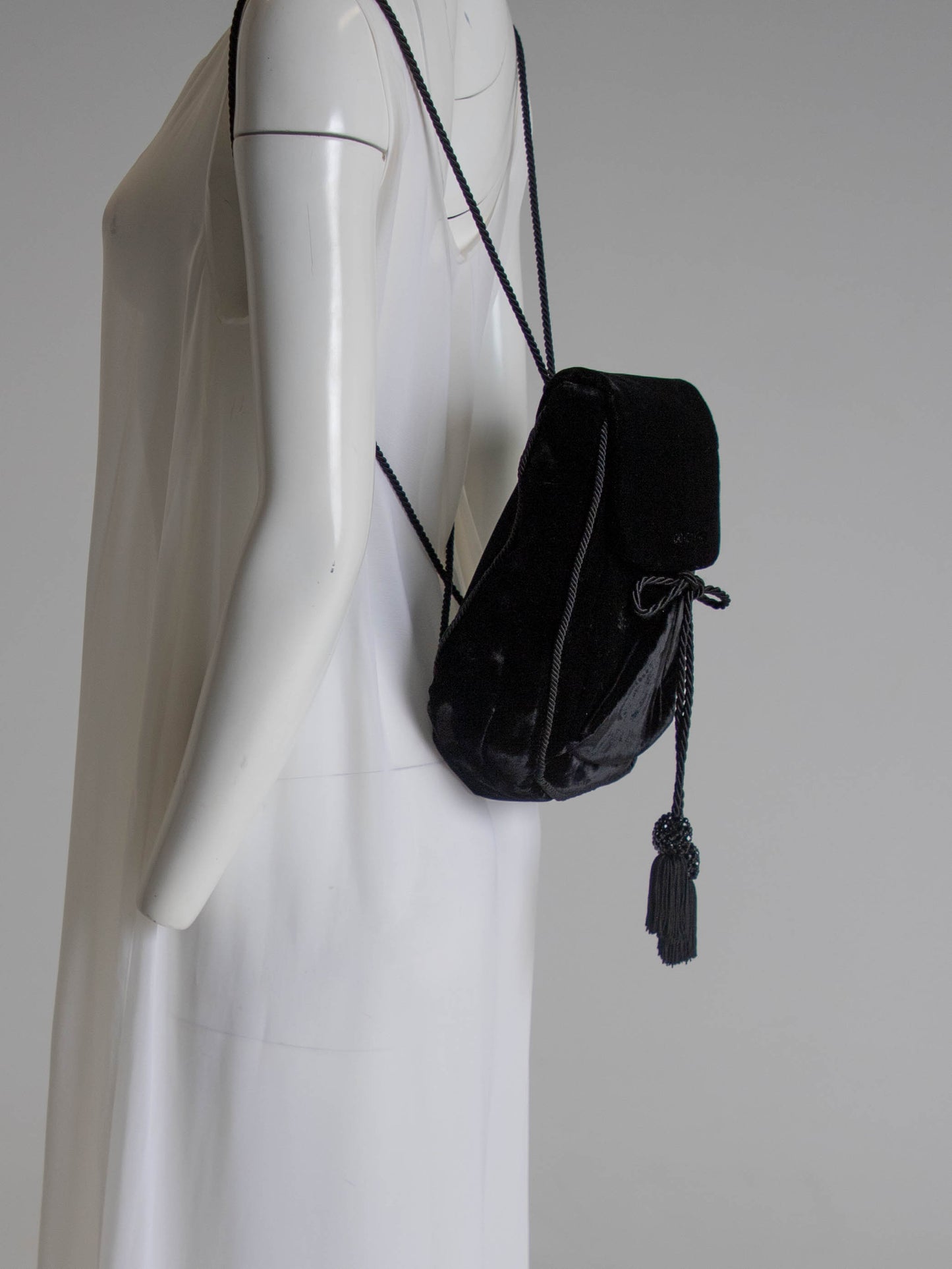 Giorgio Armani Black Velvet and Cord Backpack