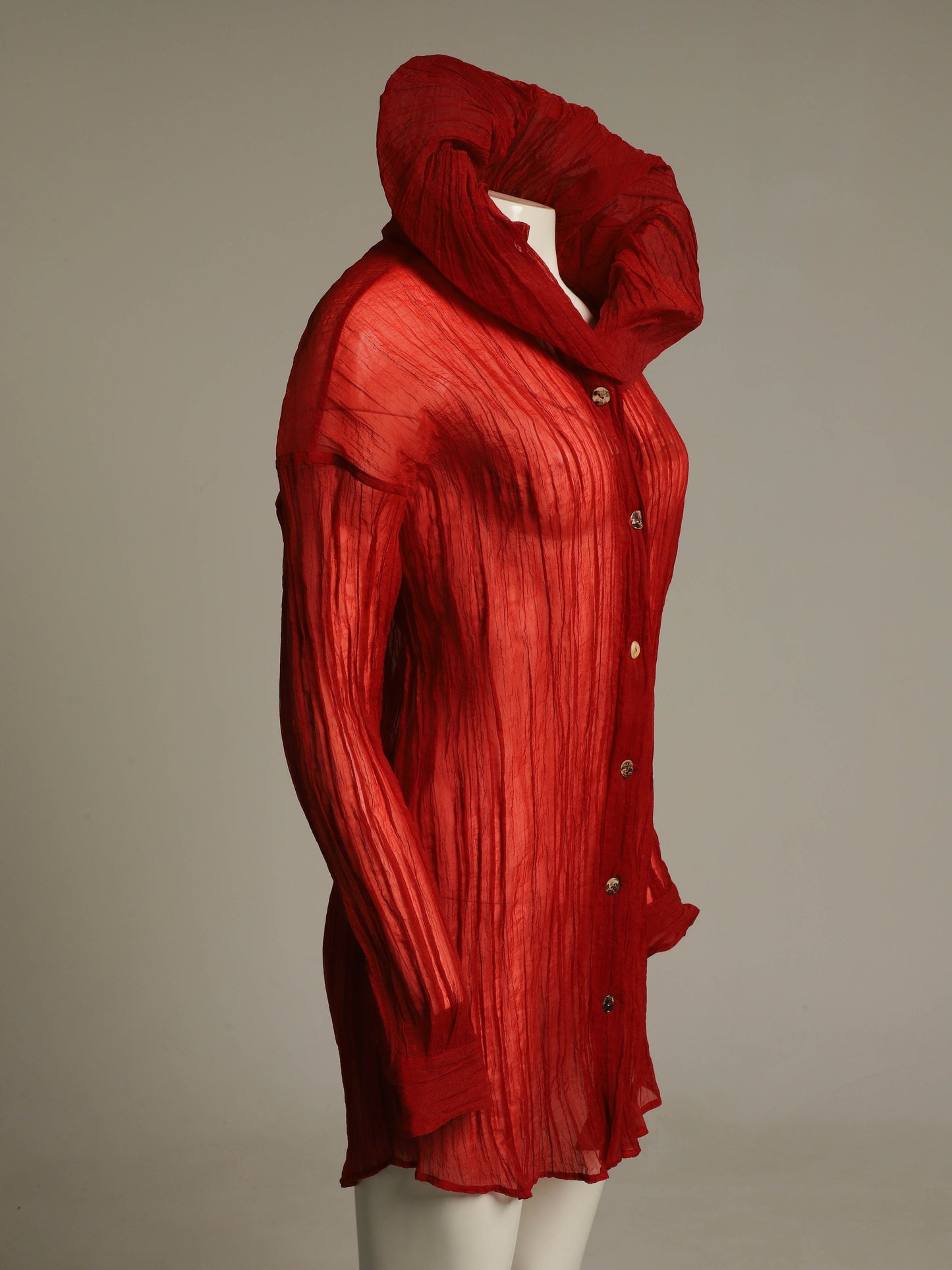 Romeo Gigli 1989 Red Pleated Blouse