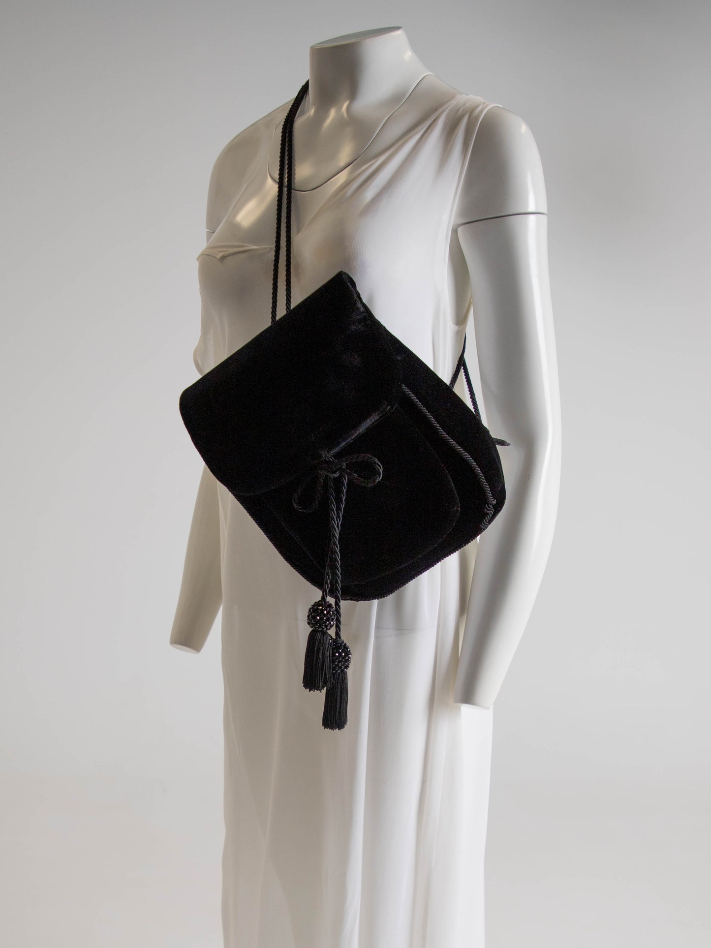 Giorgio Armani Black Velvet and Cord Backpack