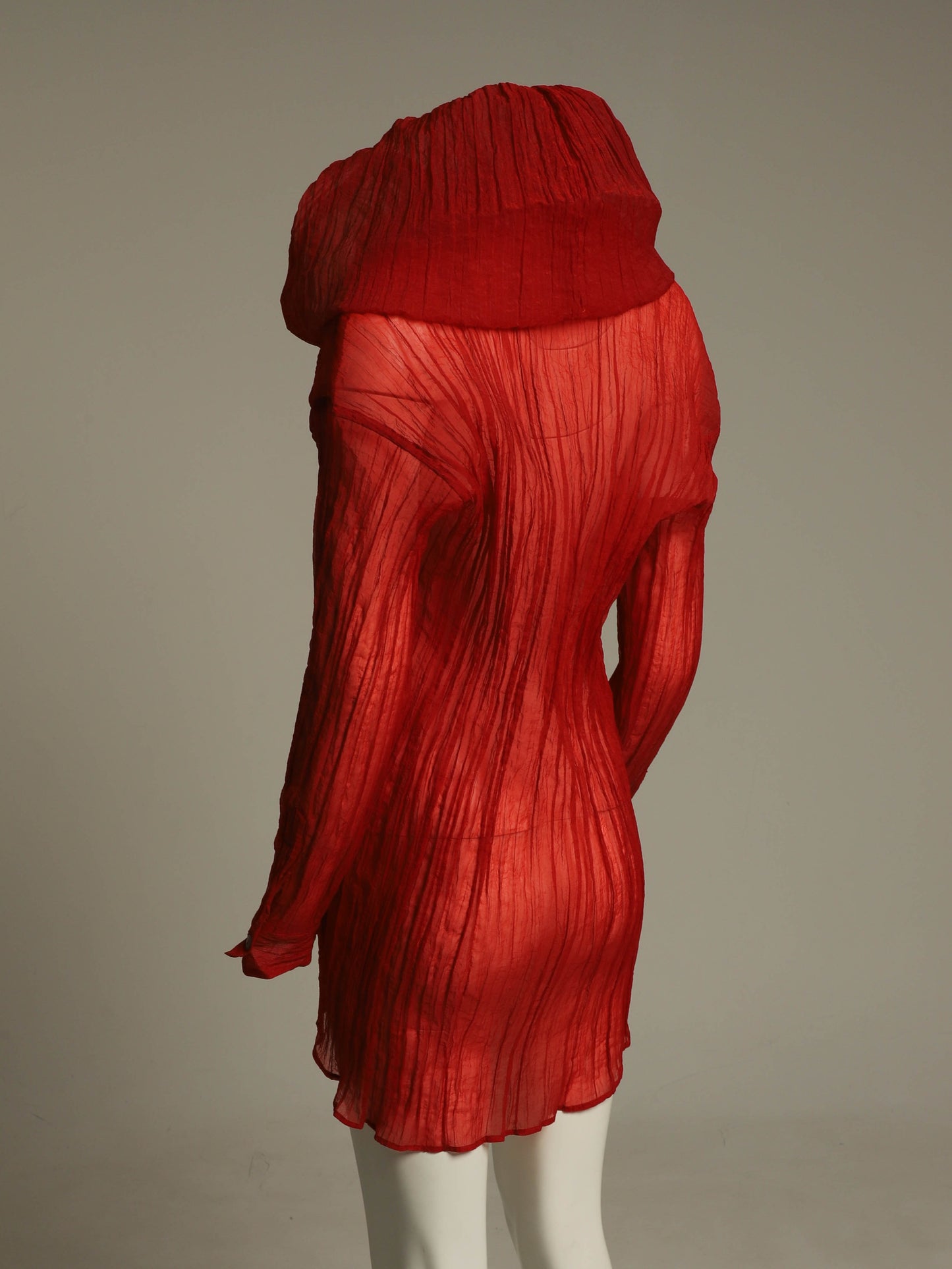 Romeo Gigli 1989 Red Pleated Blouse