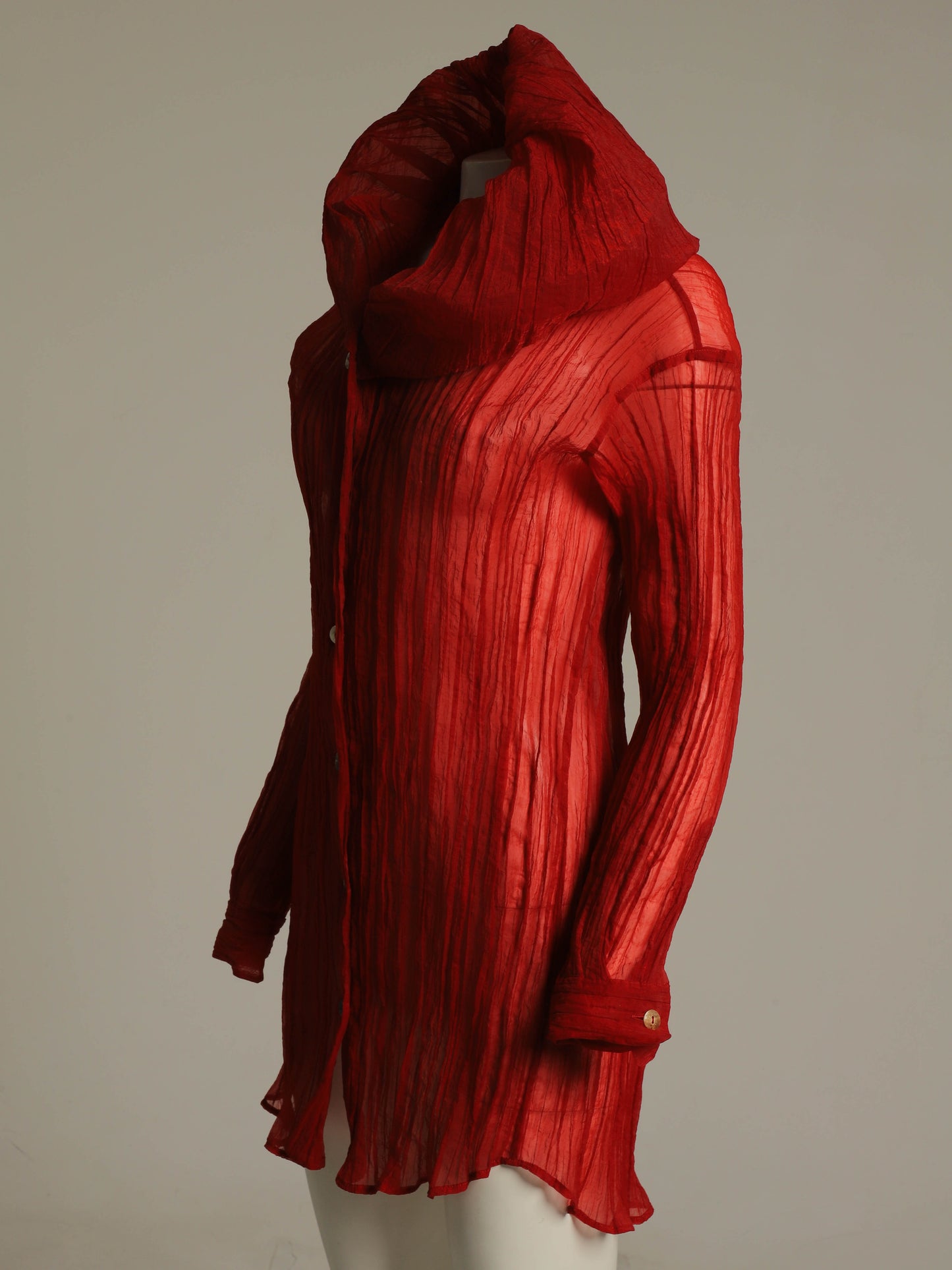 Romeo Gigli 1989 Red Pleated Blouse