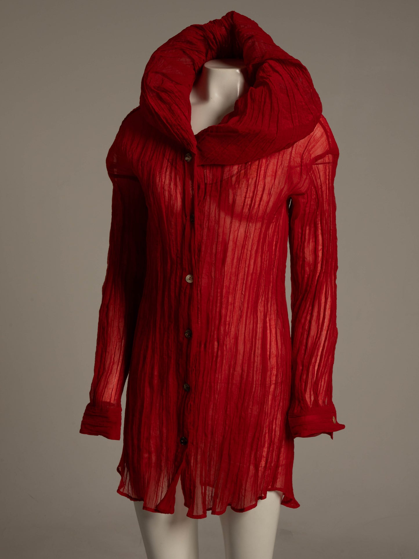 Romeo Gigli 1989 Red Pleated Blouse