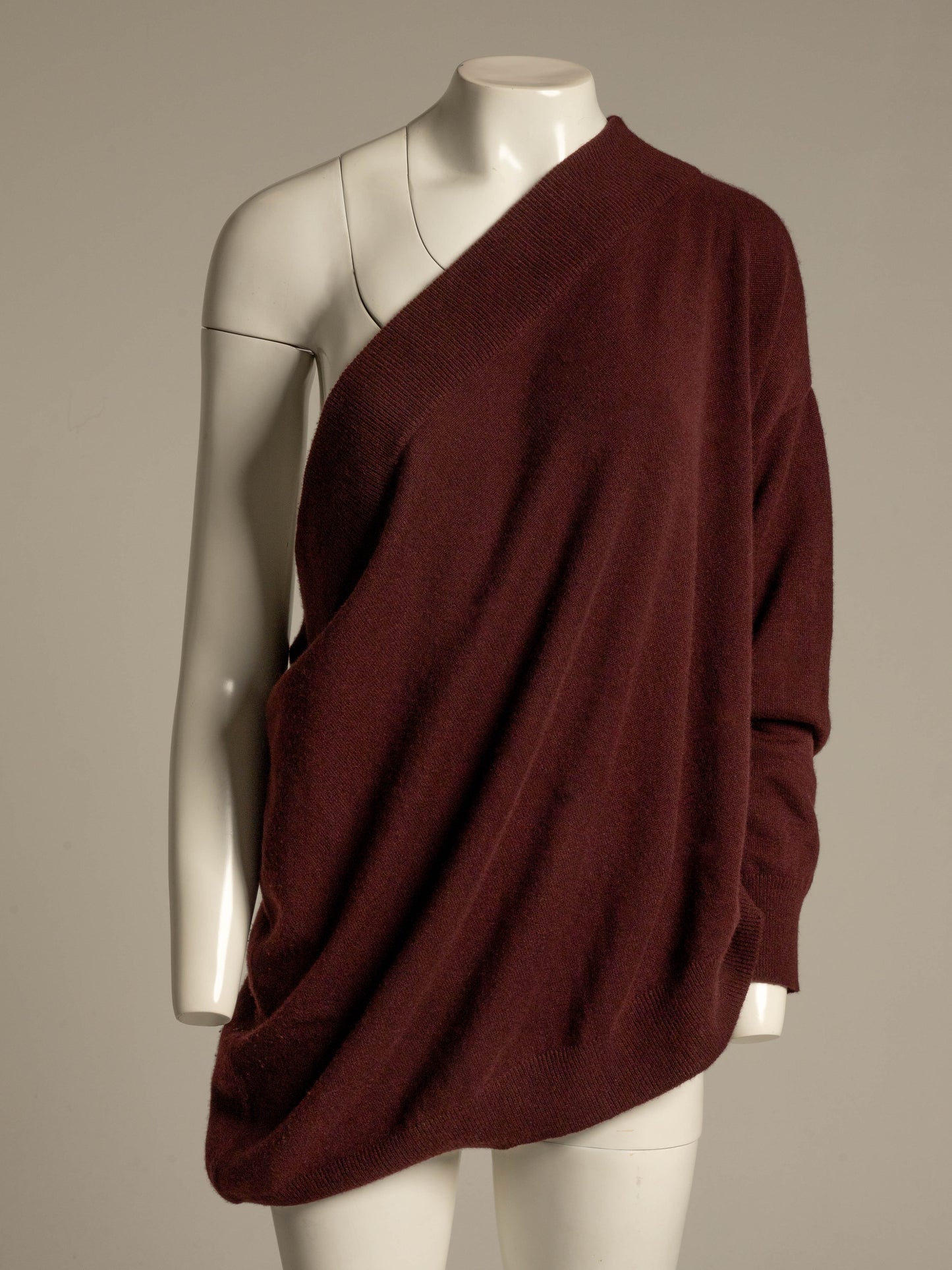 Romeo Gigli A/W 1991 Burgundy Cashmere One Sleeve Jumper