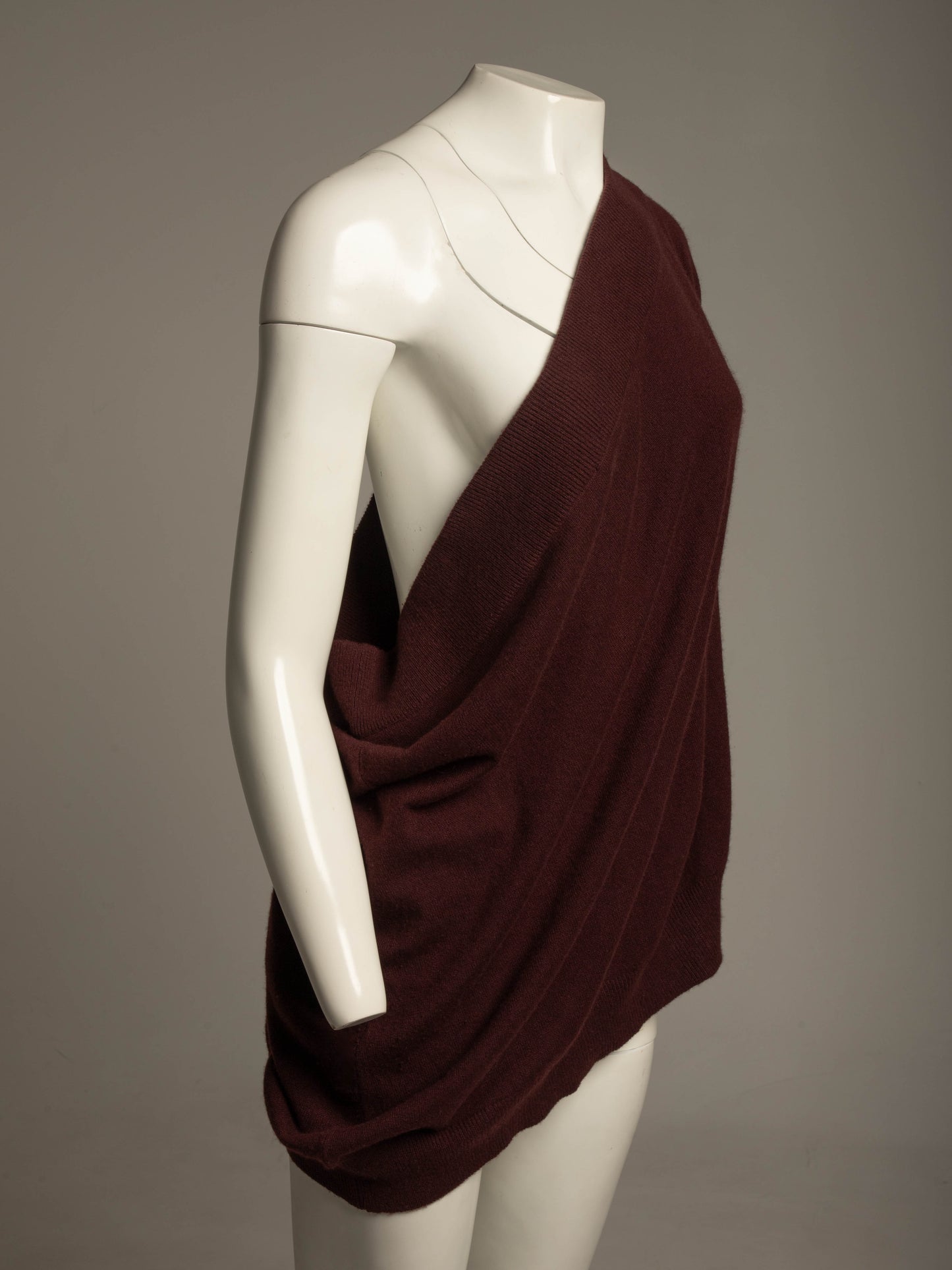 Romeo Gigli A/W 1991 Burgundy Cashmere One Sleeve Jumper