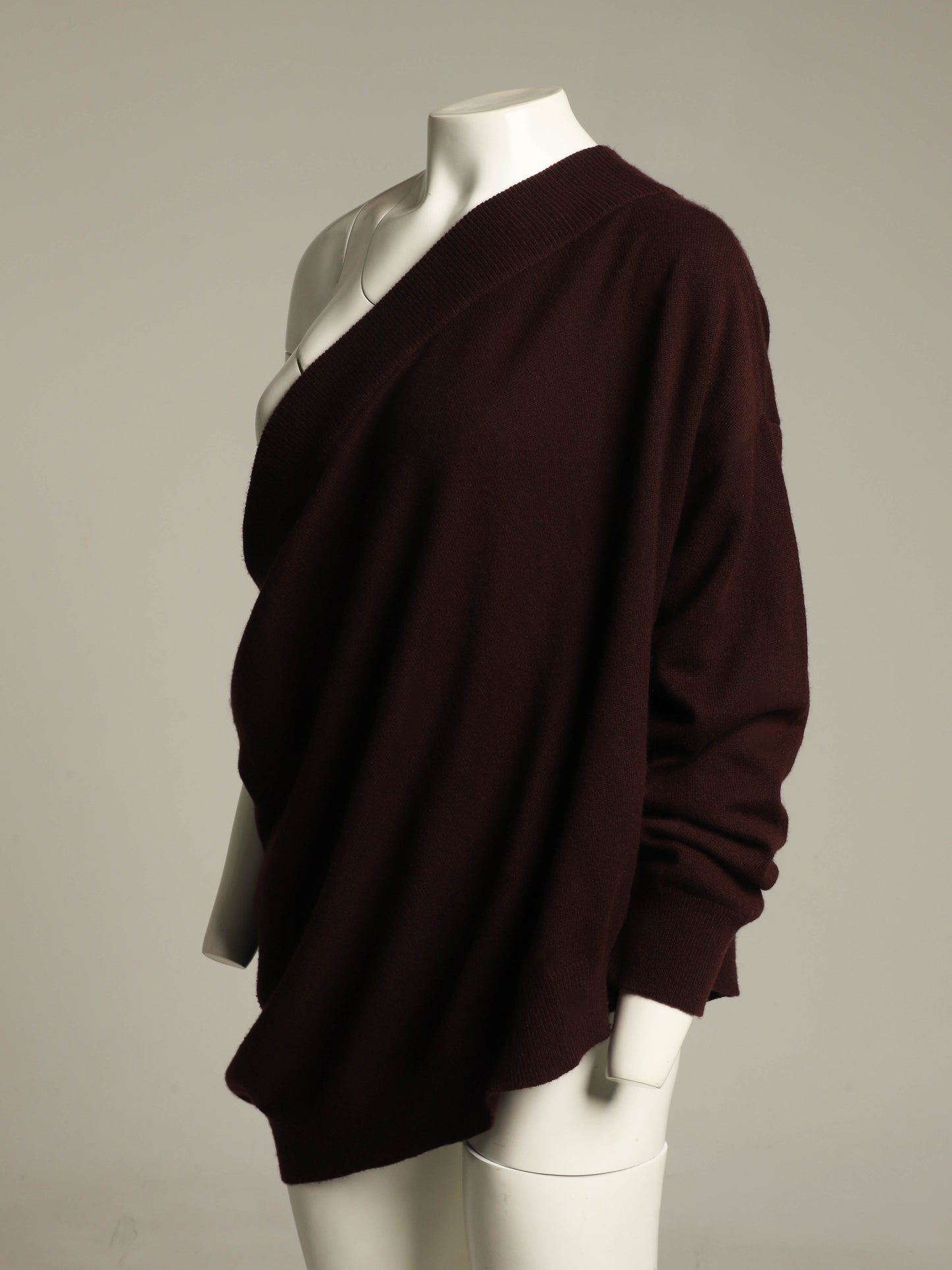 Romeo Gigli A/W 1991 Burgundy Cashmere One Sleeve Jumper