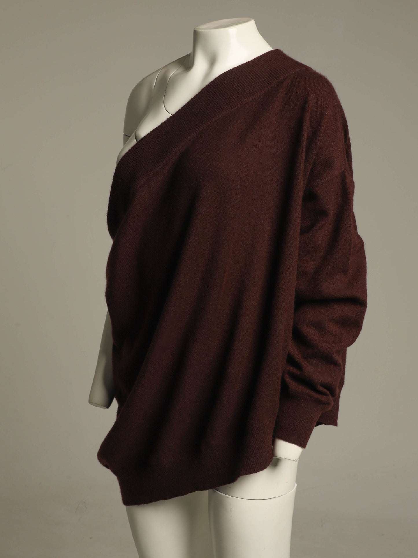 Romeo Gigli A/W 1991 Burgundy Cashmere One Sleeve Jumper