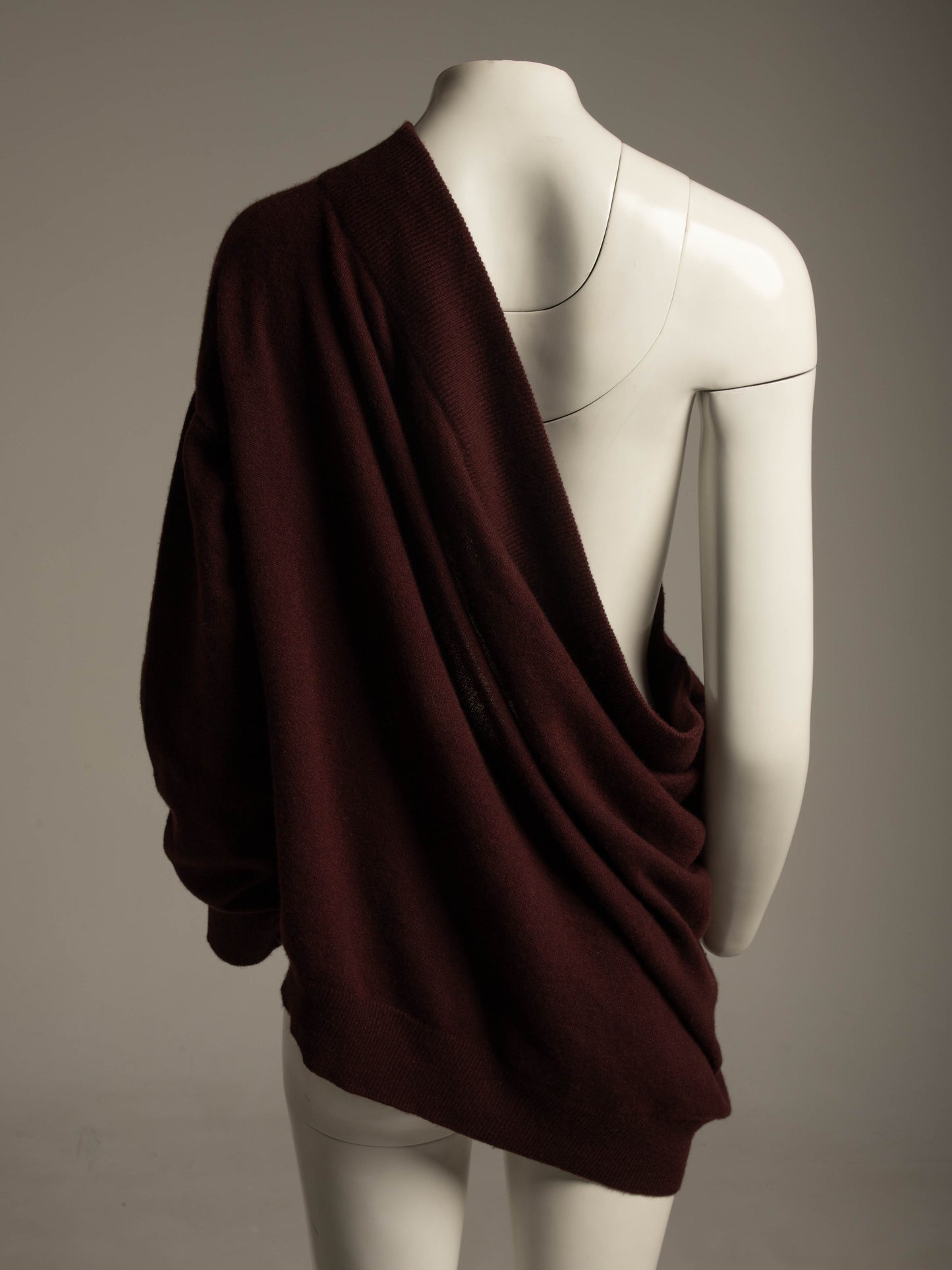 Romeo Gigli A/W 1991 Burgundy Cashmere One Sleeve Jumper