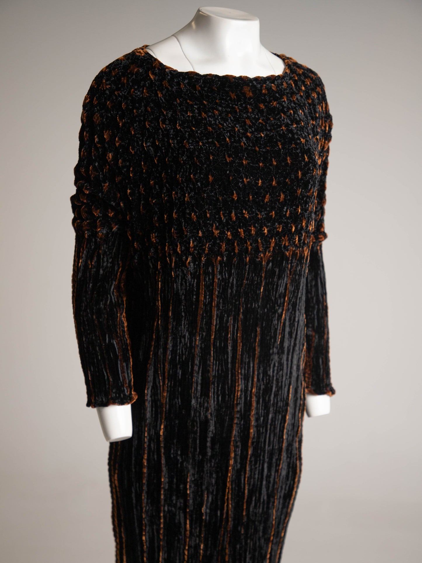 Art-to-wear Black Velvet Shibori Dress