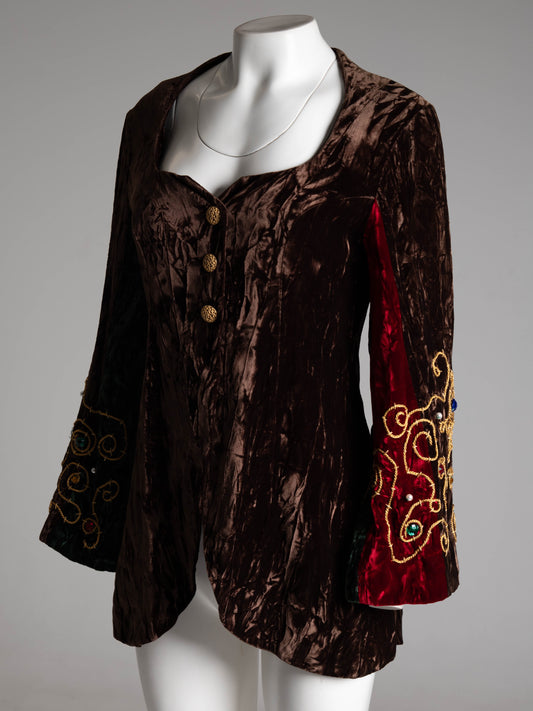 IDOL Velvet Jacket with Gold Embroidery Detail