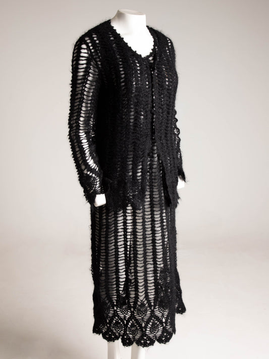 Madame Nicole Mitsuhiro Matsuda Black Open Knit Wool Ensemble