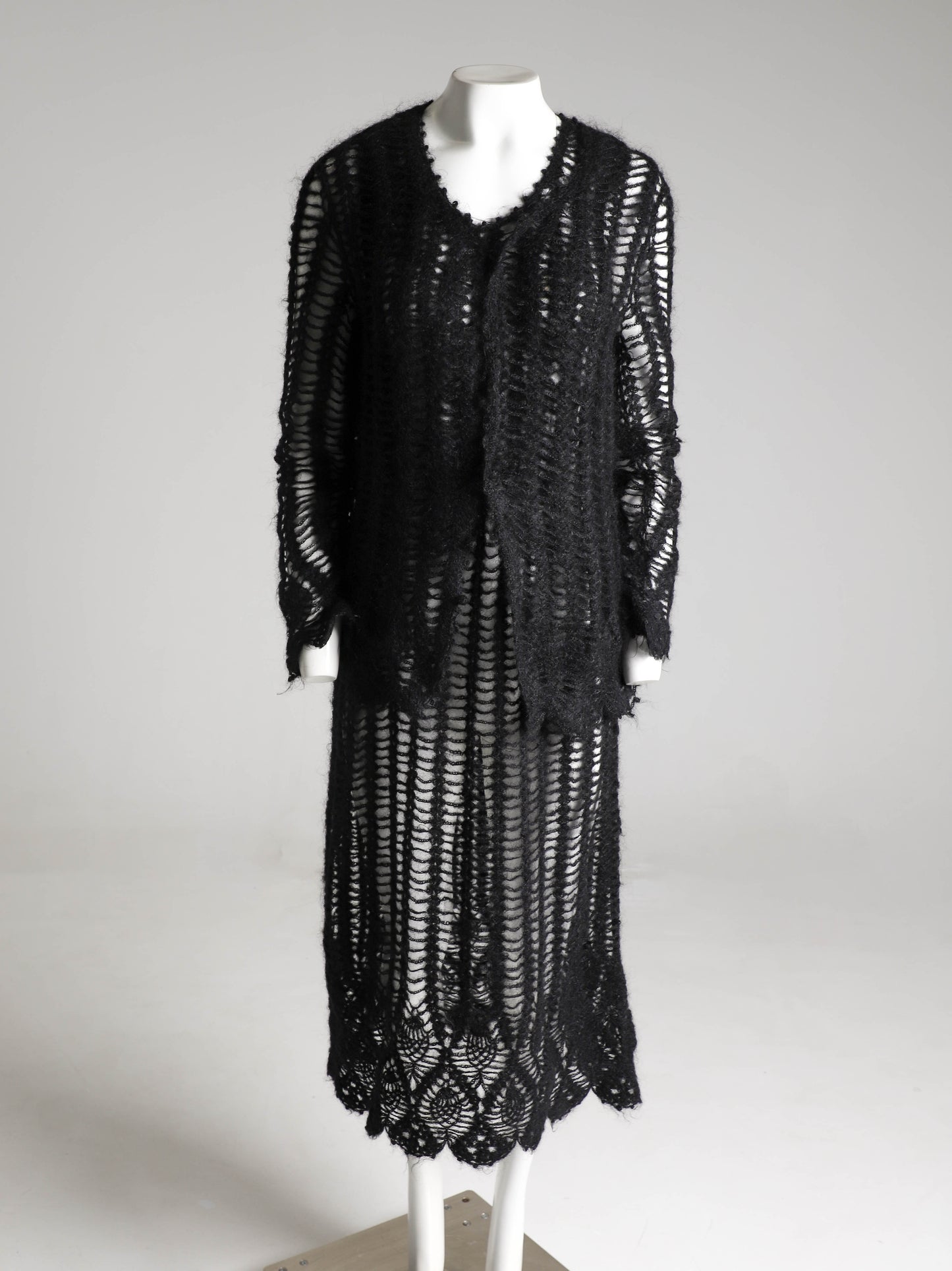 Madame Nicole Mitsuhiro Matsuda Black Open Knit Wool Ensemble
