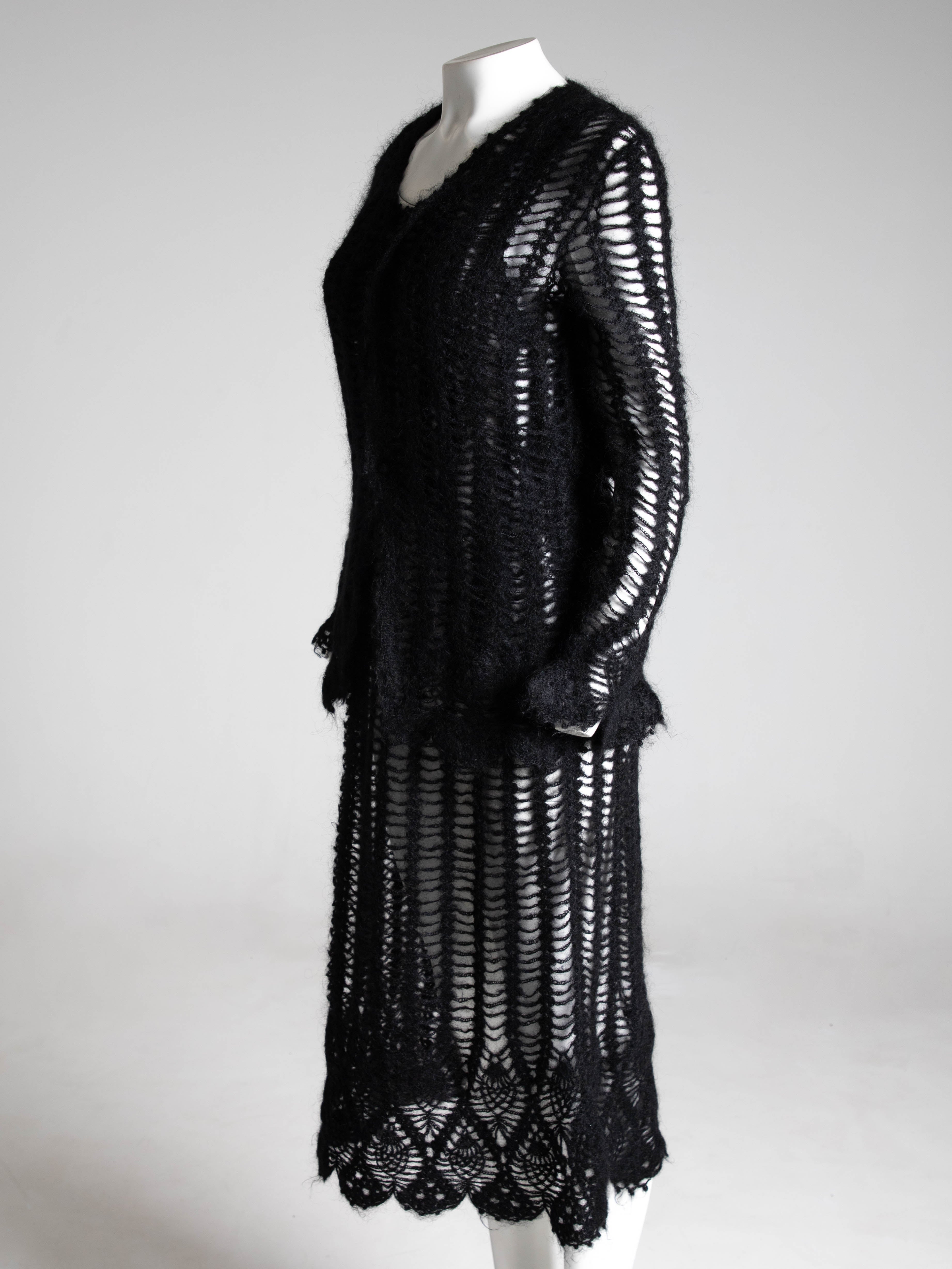 MADAME NICOLE 秋冬1989 コレクション ファッションカタログ Madame Nicole Mitsuhiro Matsuda Black Open Knit Wool Ensemble