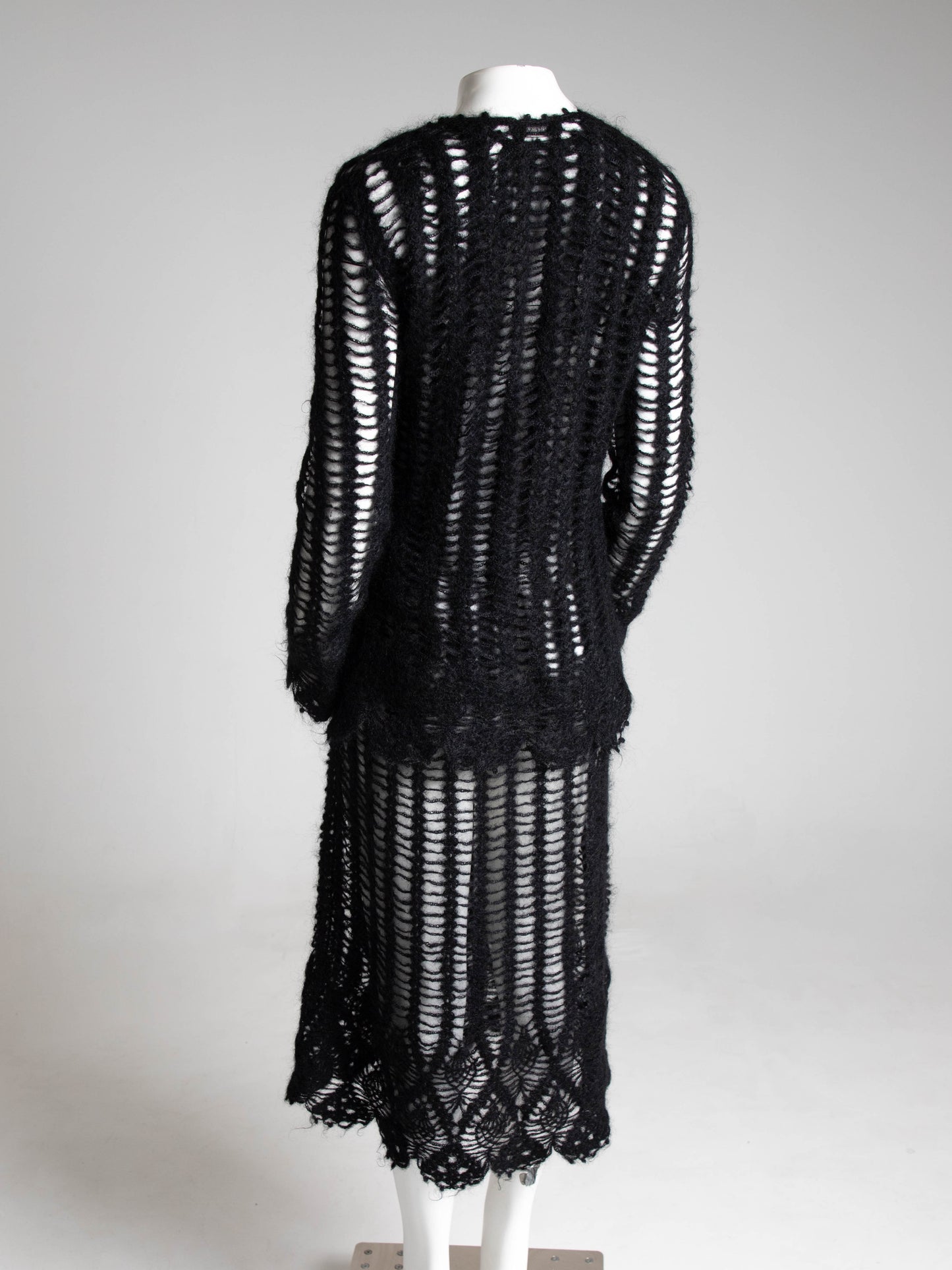Madame Nicole Mitsuhiro Matsuda Black Open Knit Wool Ensemble