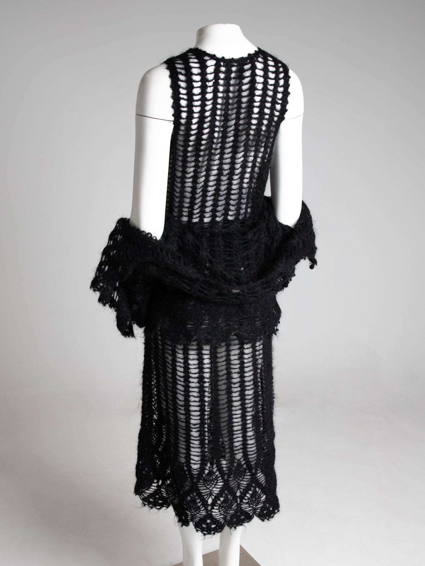 Madame Nicole Mitsuhiro Matsuda Black Open Knit Wool Ensemble