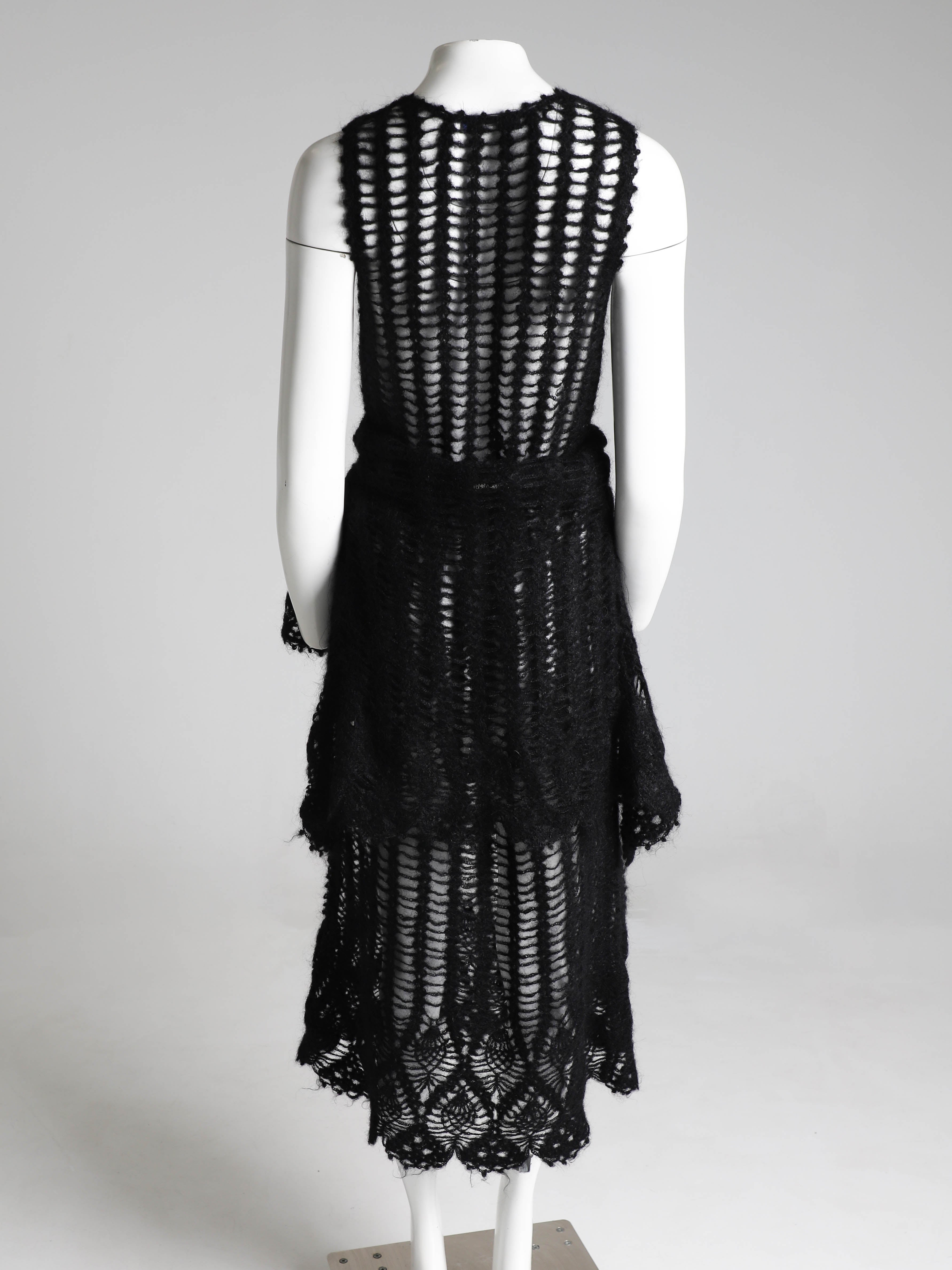 Madame Nicole Mitsuhiro Matsuda Black Open Knit Wool Ensemble